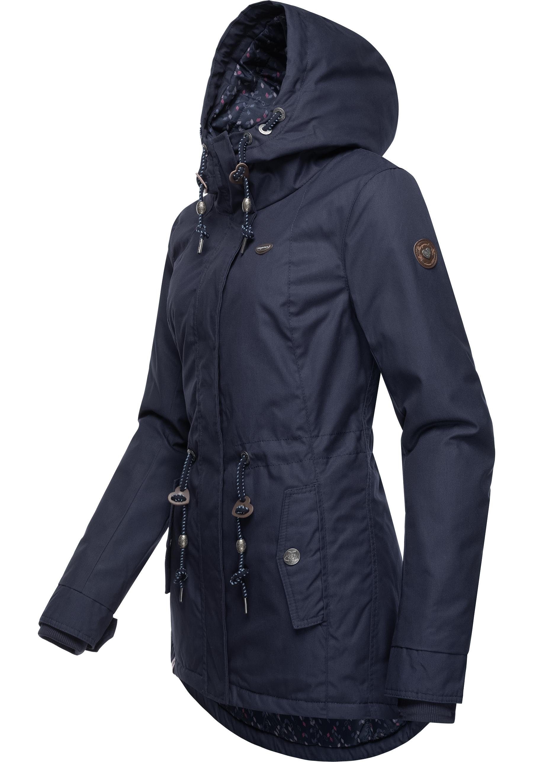 Ragwear Winterjacke Monadis Black Label kalte für Winterparka Jahreszeit die graublau stylischer