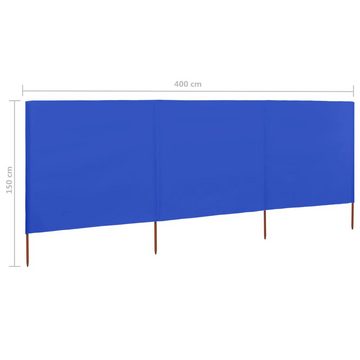 furnicato Sonnenschirm 3-teiliges Windschutzgewebe 400 x 120 cm Azurblau