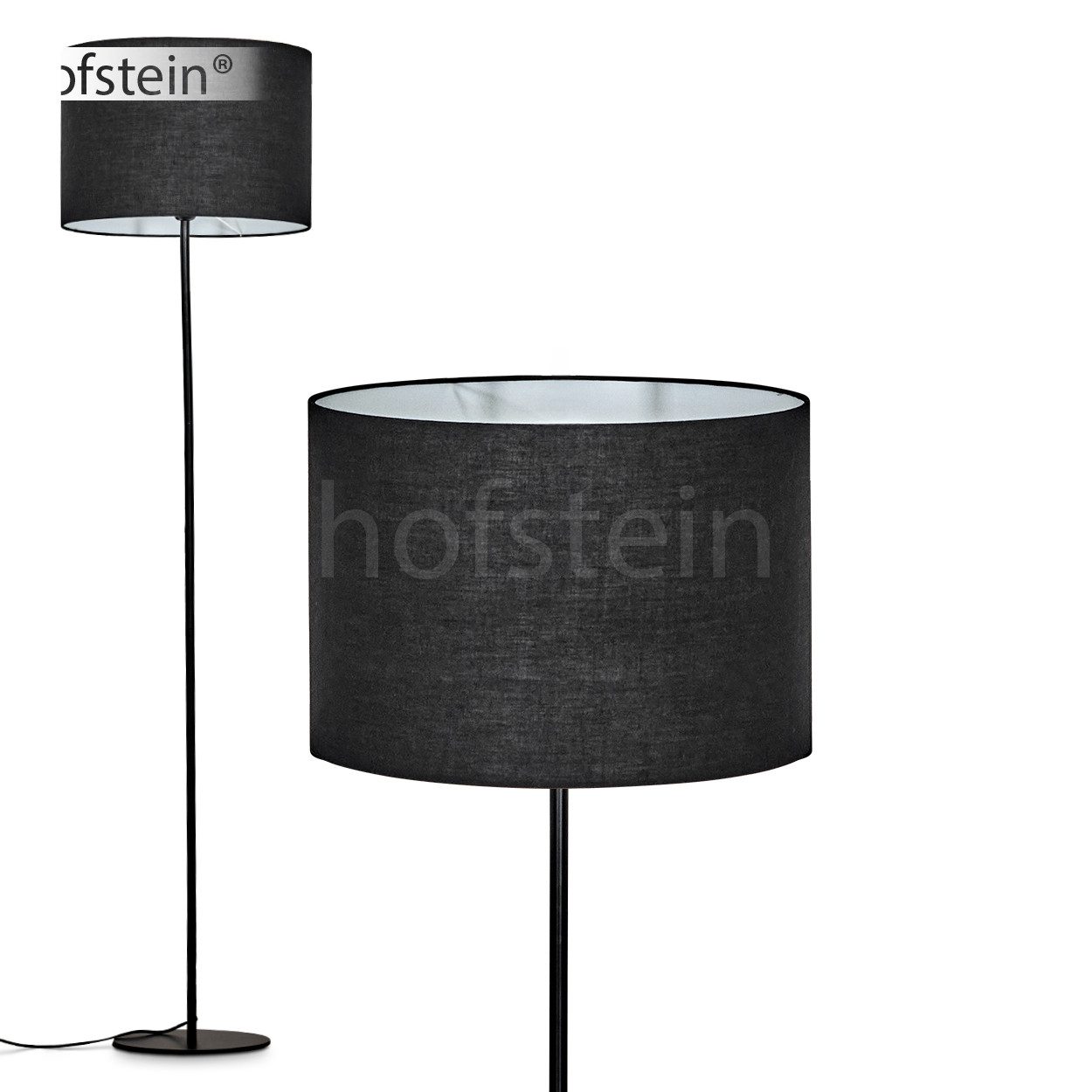 Stehlampe Stehlampe aus Metall/Stoff in Schwarz/Weiß
