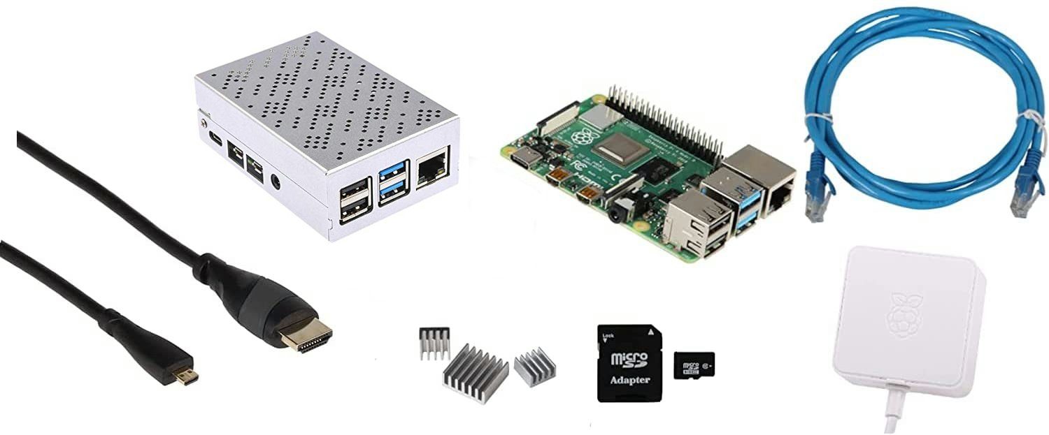 MegaComputerWorld Raspberry Pi Set mit Raspberry Pi 4B 2GB, 4GB oder 8GB/Netzteil/Gehäuse/32GB  SD Card/HDMI und LANkabel/Kühlkörper Mini-PC (2GB GB RAM)
