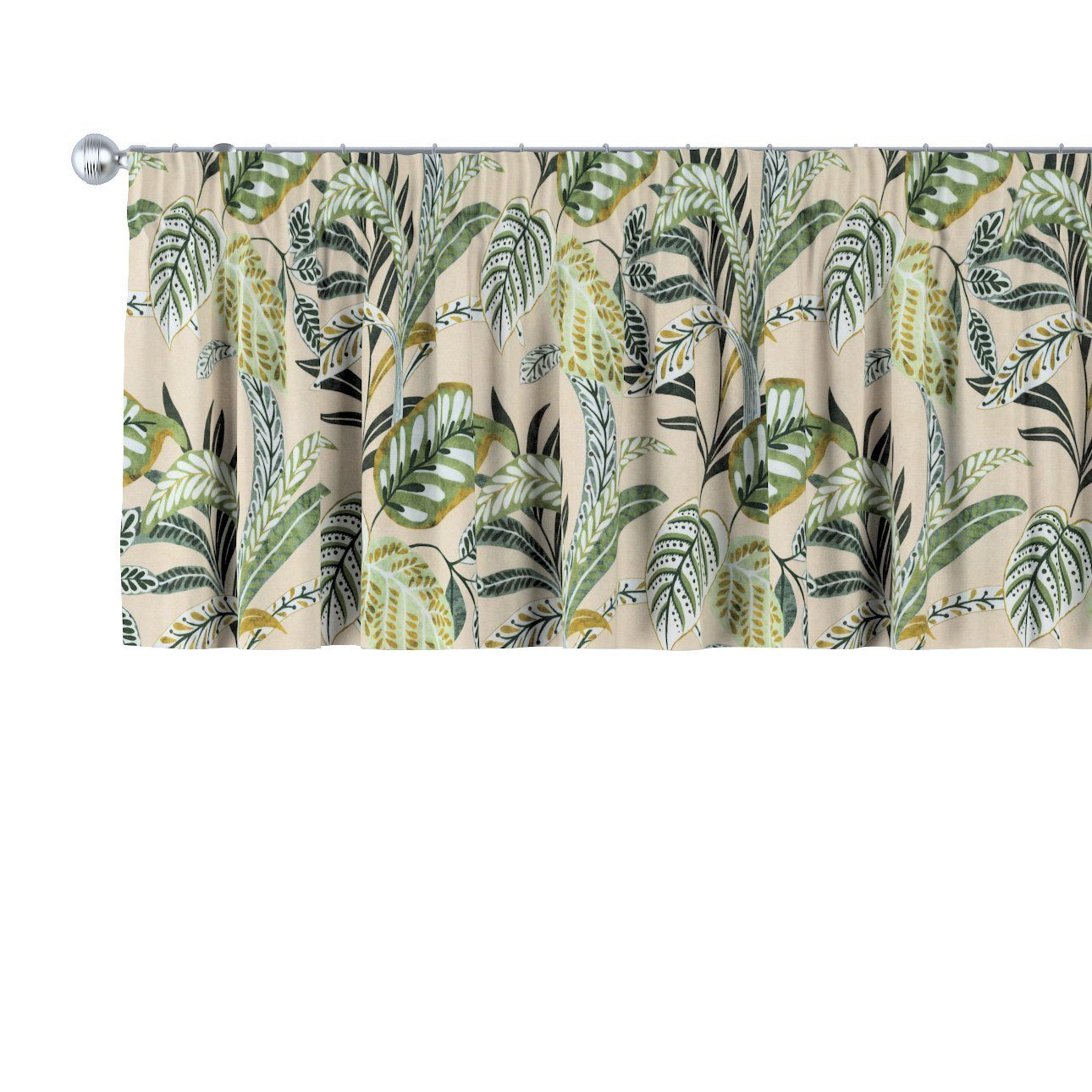 Vorhang mit Kräuselband 130 x 40 cm, Tropical Island, Dekoria olivgrün, beige