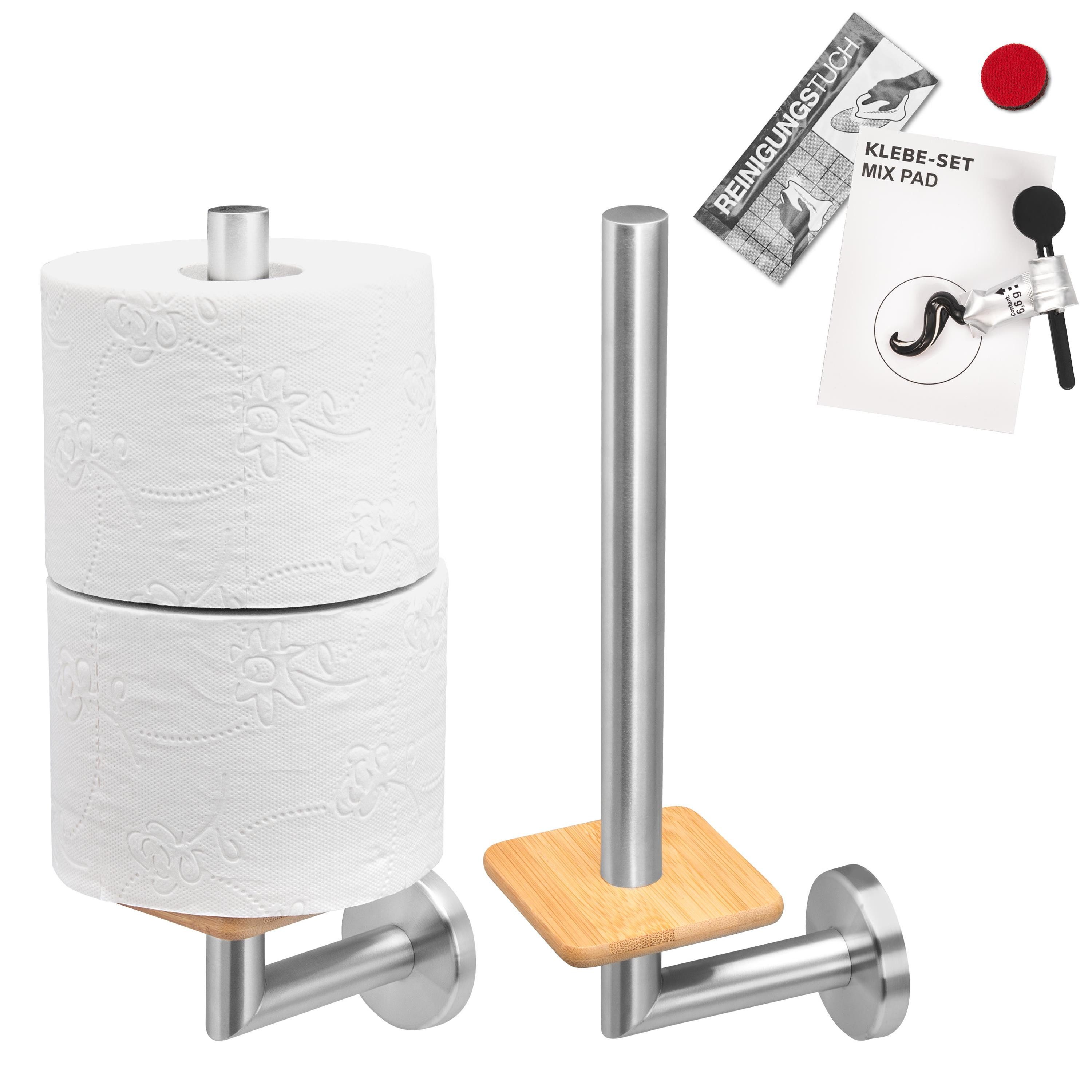 bremermann Toilettenpapierhalter Bad-Serie PIAZZA BAMBUS - inkl. Klebeset