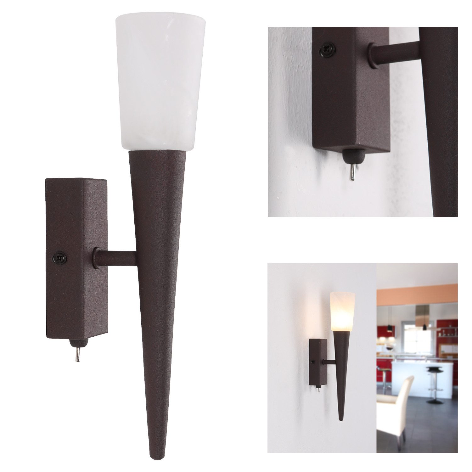 Home4Living Wandleuchte Wandfackel mit Schalter 1x günstig online kaufen