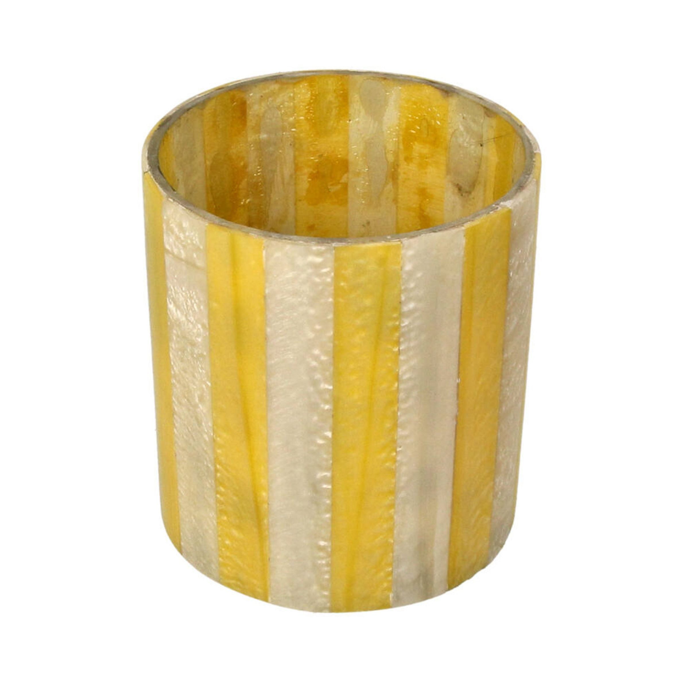 Kersten BV Windlicht Kerzenhalter STRIPES gelb creme, Ø10x12cm