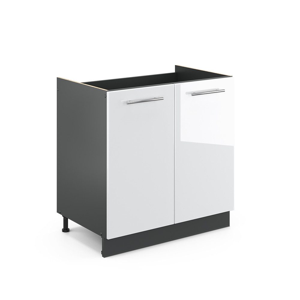 Vicco Unterschrank Fame-Line, Weiß Hochglanz/Anthrazit, 80 cm ohne Arbeitsplatte (1-St)