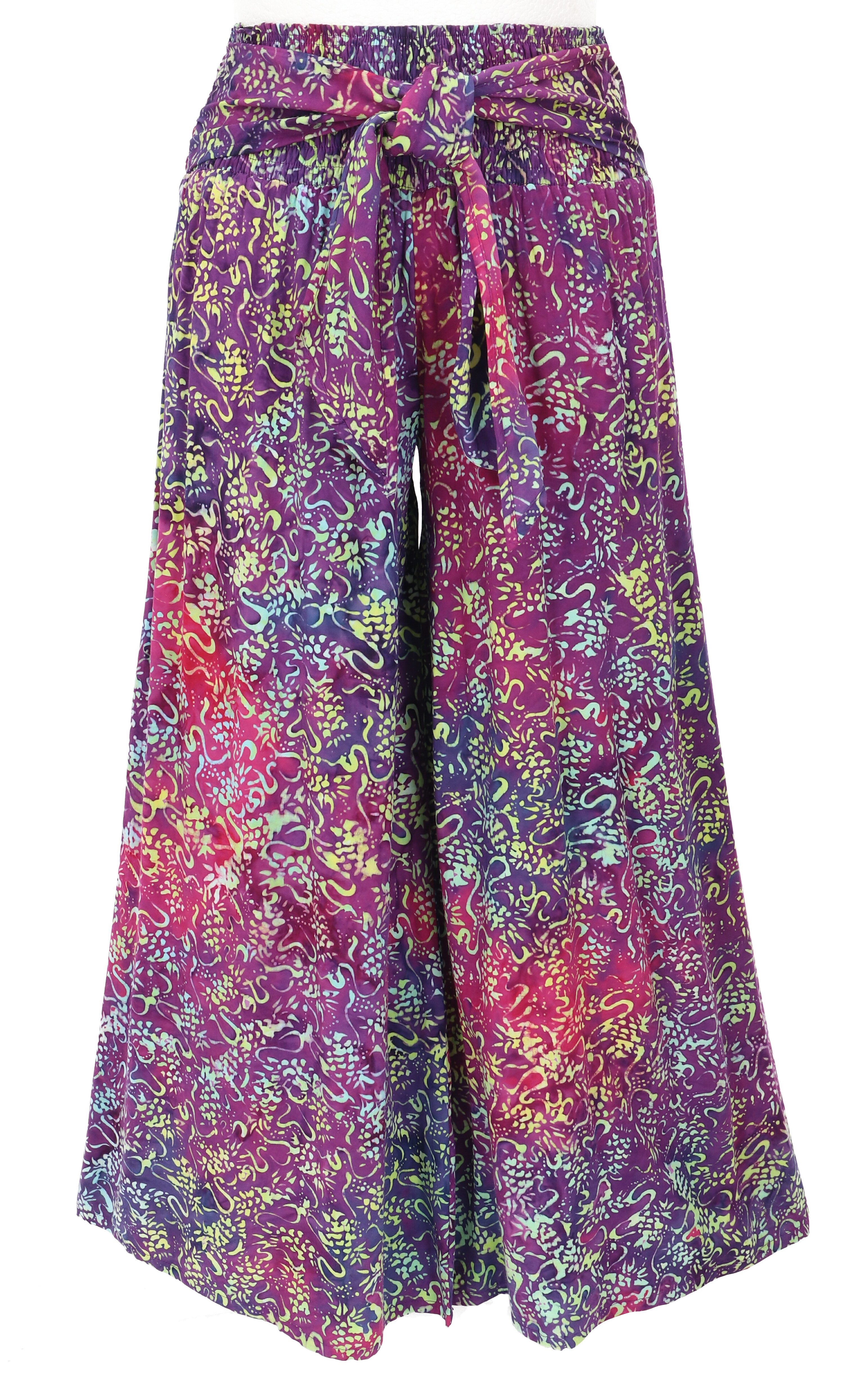 Guru-Shop Relaxhose Palazzohose mit breitem Bund, Wachsbatik.. alternative Bekleidung