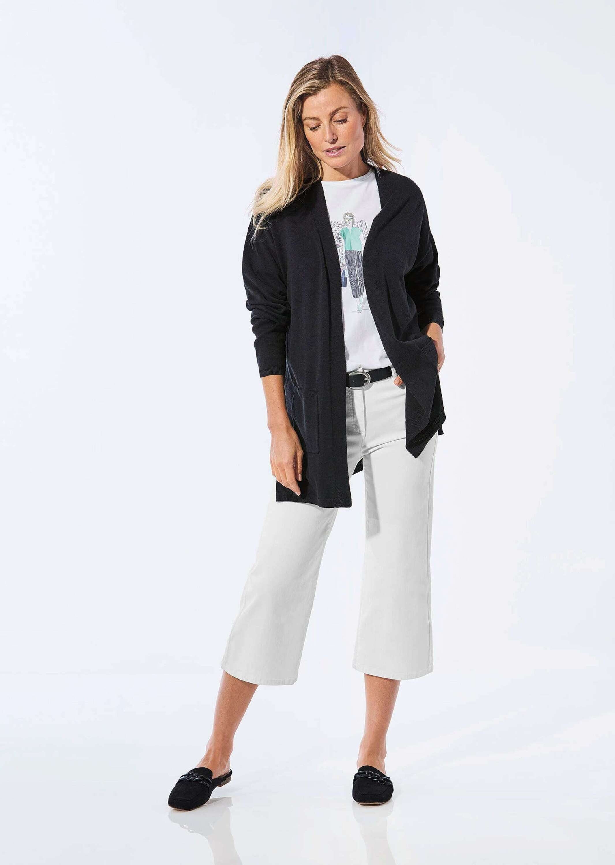 GOLDNER Strickjacke Longstrickjacke mit aufgesetzten Taschen günstig online kaufen