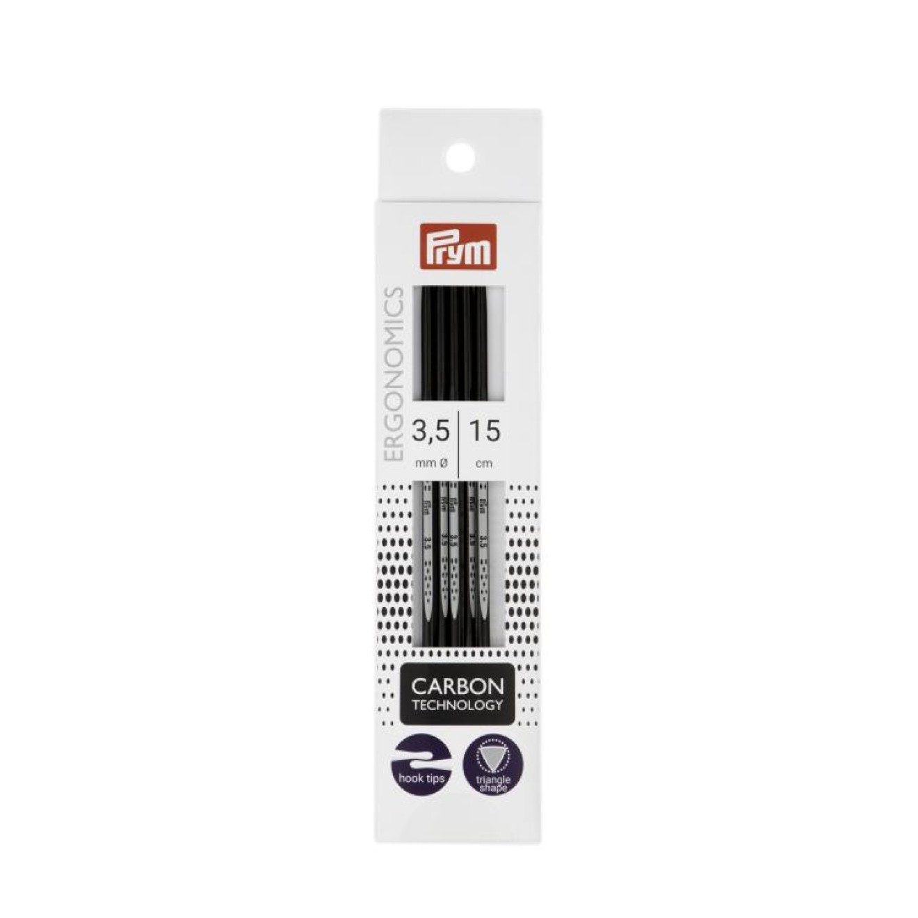 Prym Stricknadeln Strumpfstricknadel Ergonomics Carbon 3,50mm 15 cm schwarz-weiß 5 St