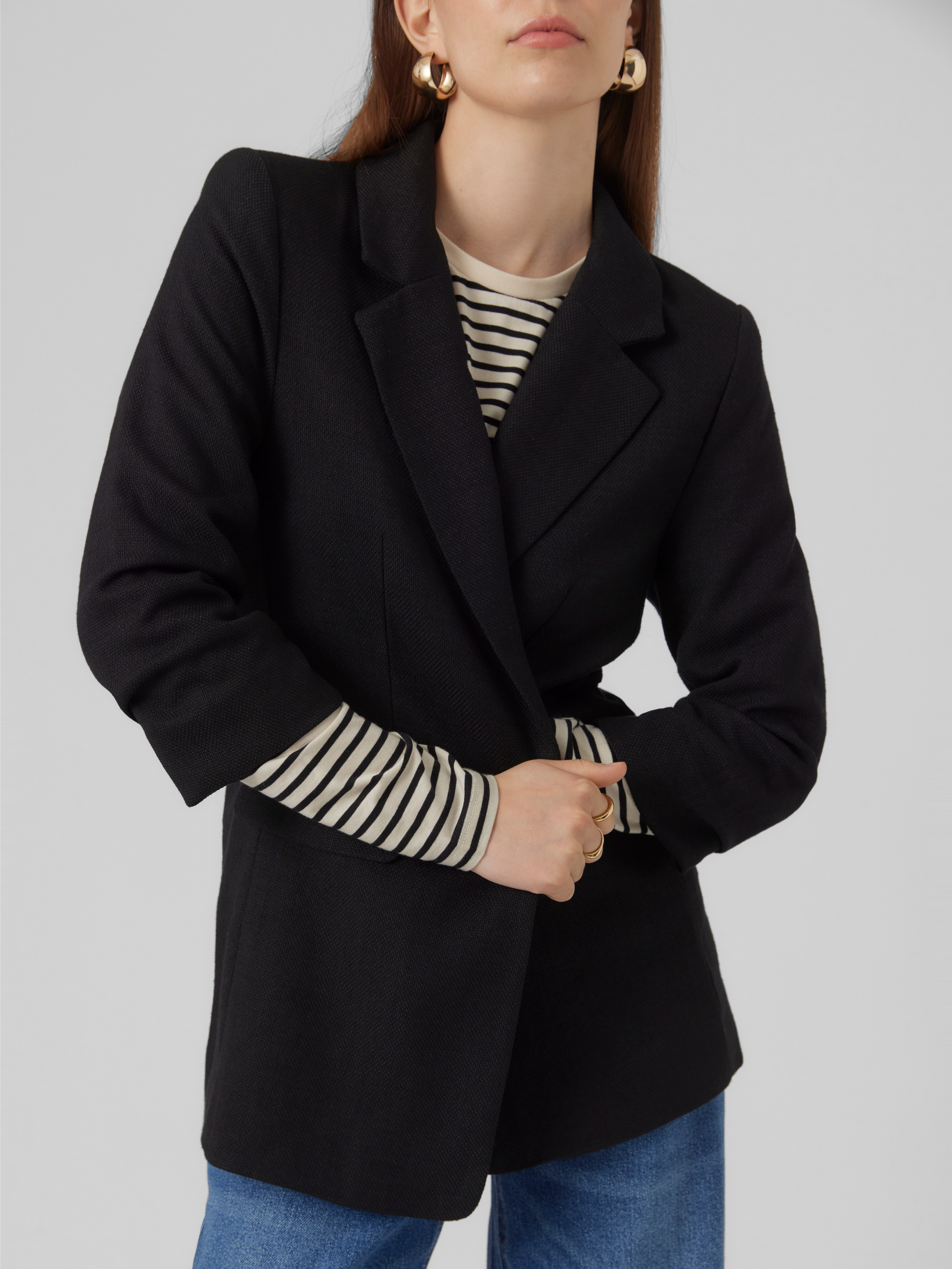 Vero Moda Longblazer VMFRIDA LS REGULAR BLAZER NOOS ohne Verschluss und mit gerafften 3/4 Arm