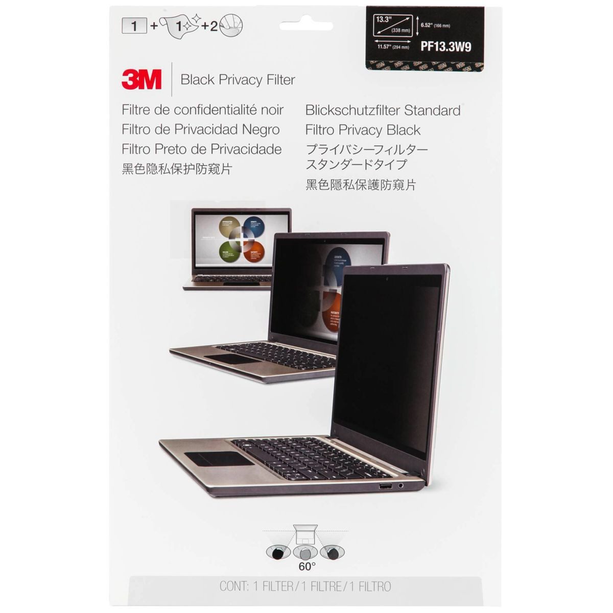 3M Displayschutzfolie PF133W9B Blickschutzfilter für 33,8cm 16:9