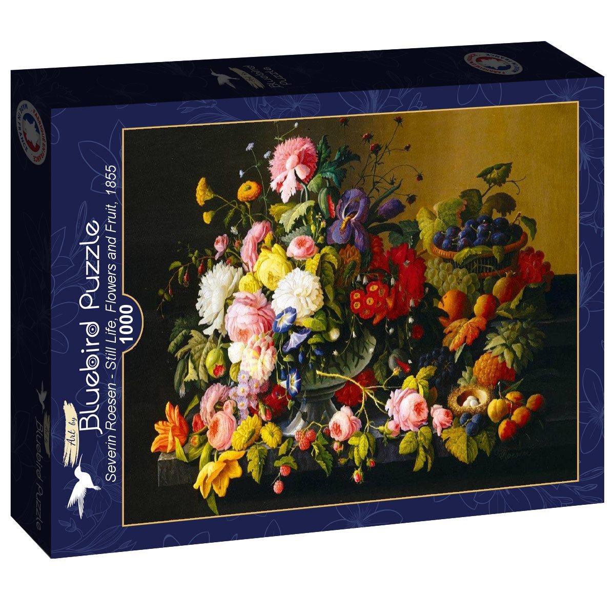 Bluebird Puzzle Puzzle Severin Roesen - Still Life, Flowers and Fruit, 1855, Puzzleteile