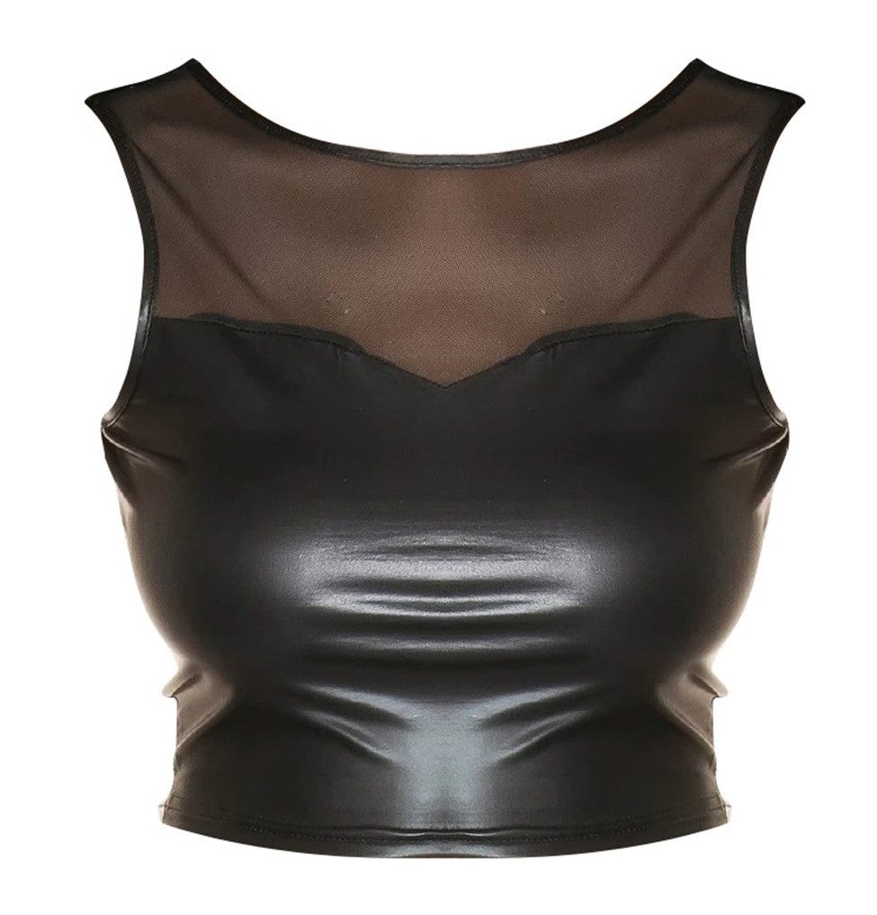 Koucla Crop-Top Wetlook Tanktop mit Mesheinsatz, günstig online kaufen