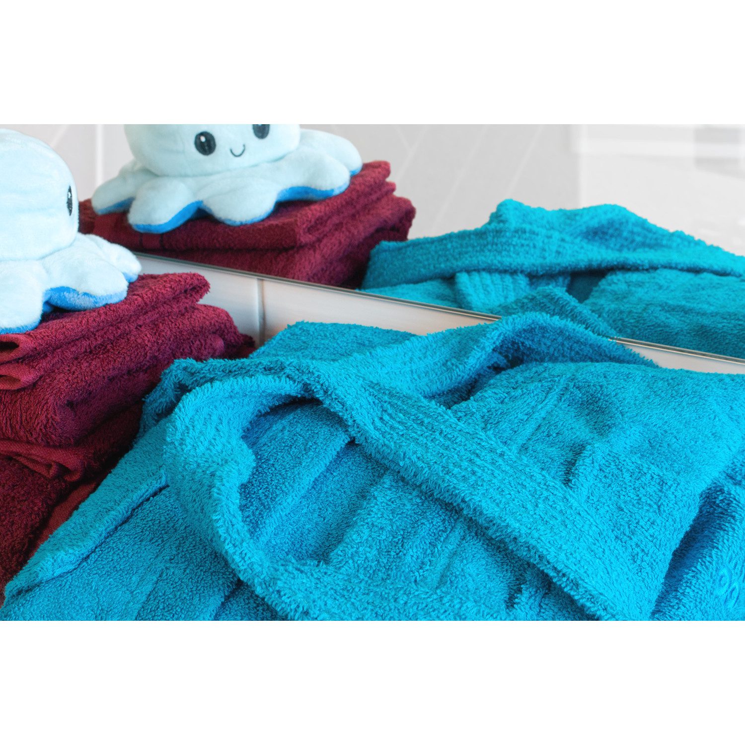 OAHOO Bademantel Kinder Frottee Bademantel Baumwolle mit Kapuze – Bild 4 von 4