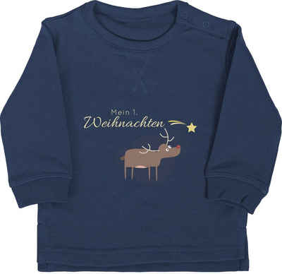 Shirtracer Sweatshirt Mein 1. Weihnachten süßes Rentier - Weihnachten Kleidung Baby - Baby Pullover weihnachts pullover - pulli weihnachten - baby weihnachtsoutfit