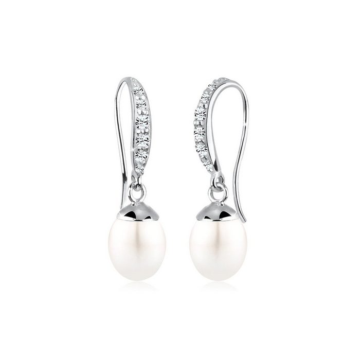 Elli Paar Ohrhänger Süßwasserzuchtperlen Kristalle Silber