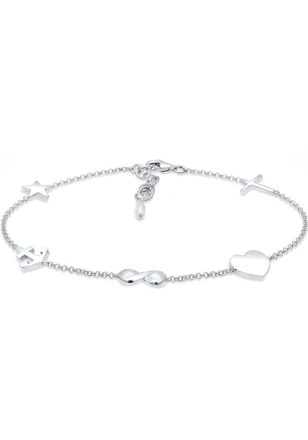 Elli Armband Kreuz Herz Infinity-Unendlichkeitsschleife Silber Anker Stern, 0201951617
