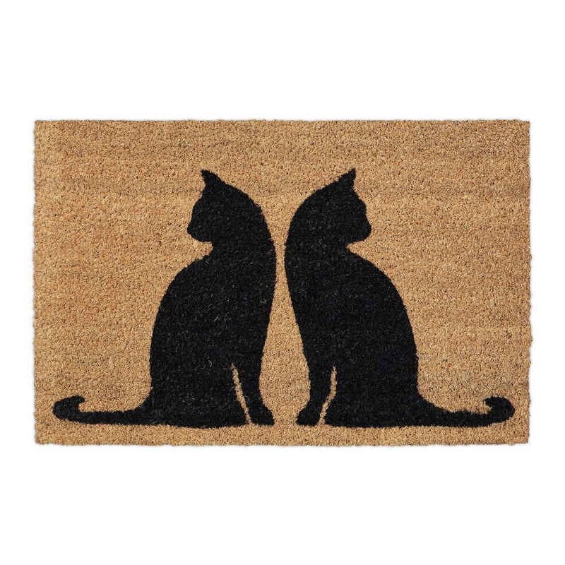 Fußmatte »Kokos Fußmatte mit Katzenmotiv«, relaxdays, Höhe 15 mm