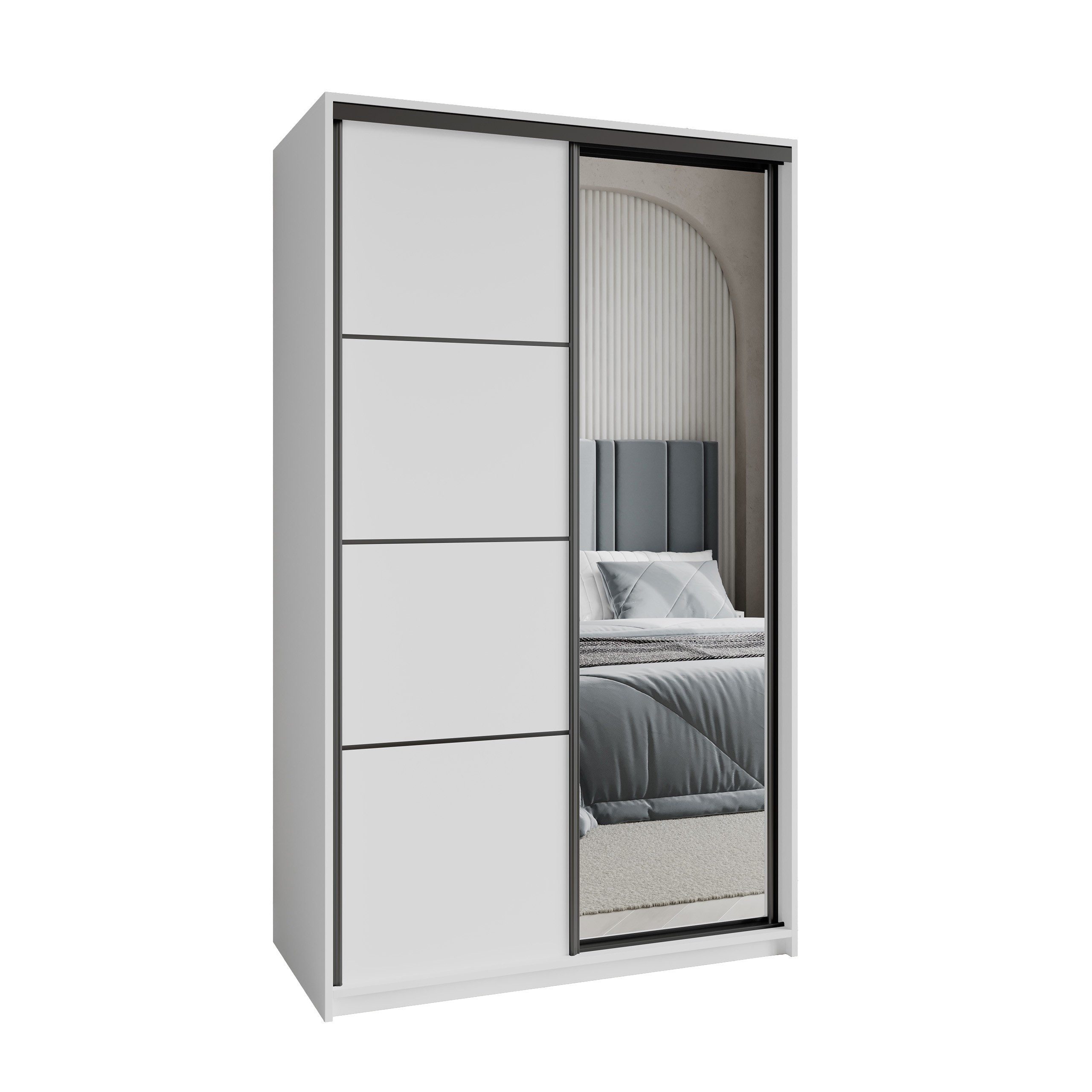 Masseno Schwebetürenschrank VARO Kleiderschrank mit Spiegel und Schubladen günstig online kaufen