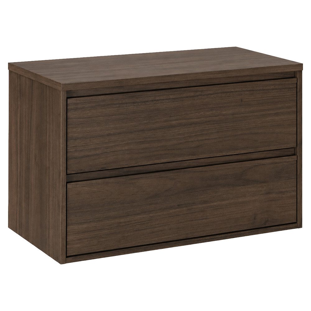 Lomadox Waschbeckenschrank VERZUOLO-56-WALNUT 80 cm breit in Walnuss, wandhängend, grifflos