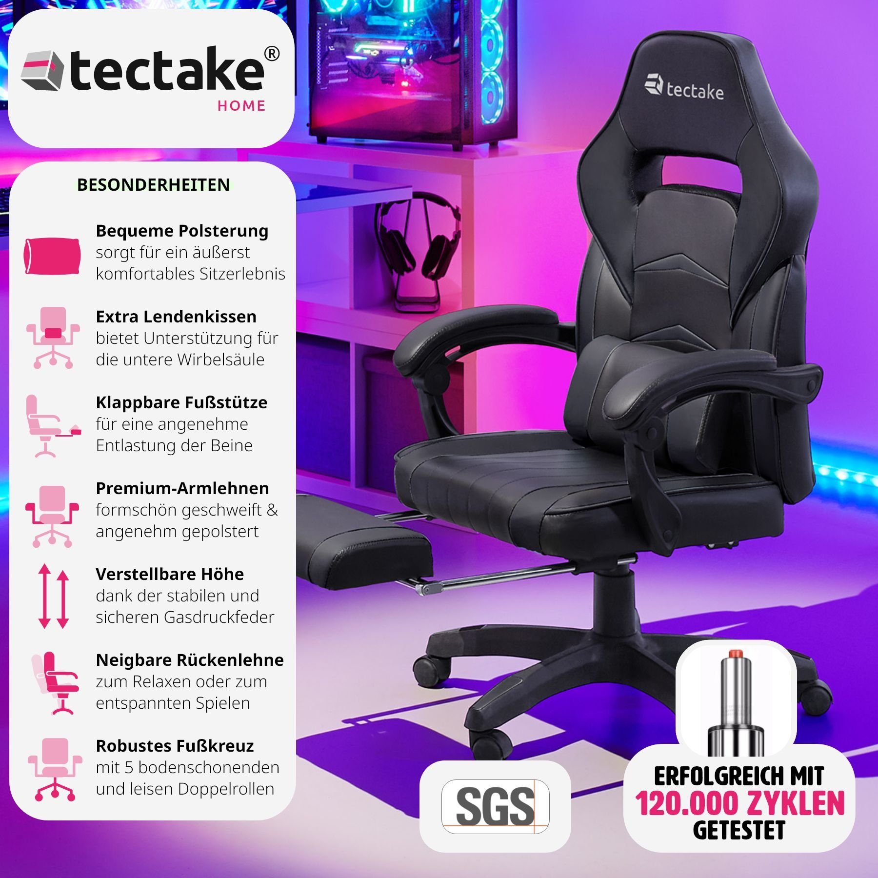 tectake Gaming-Stuhl Racing Bürostuhl (Set, 1 günstig online kaufen