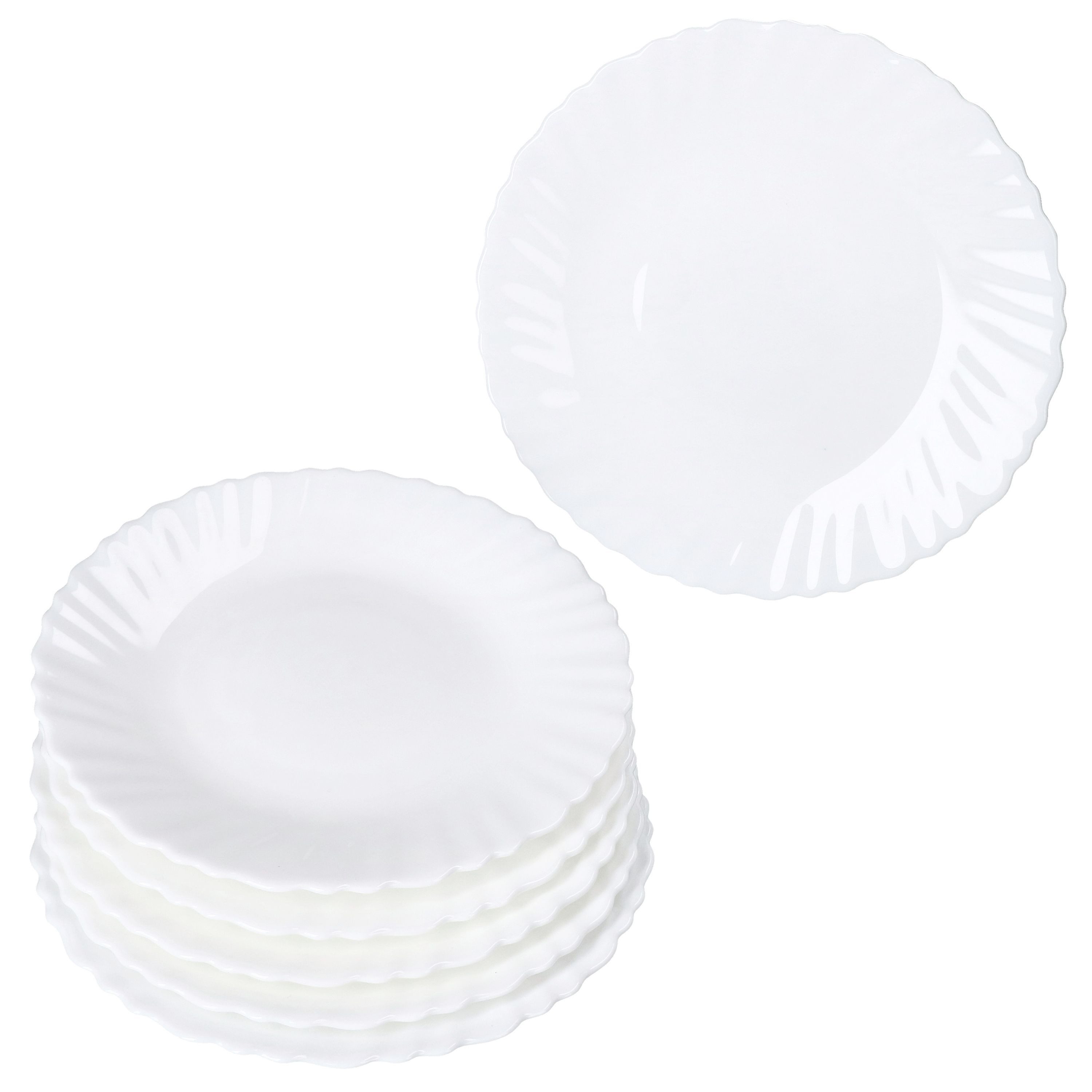 MamboCat Frühstücksteller 6x Kuchenteller Arkona Opalglas 19cm weiß Frühstücks-Teller