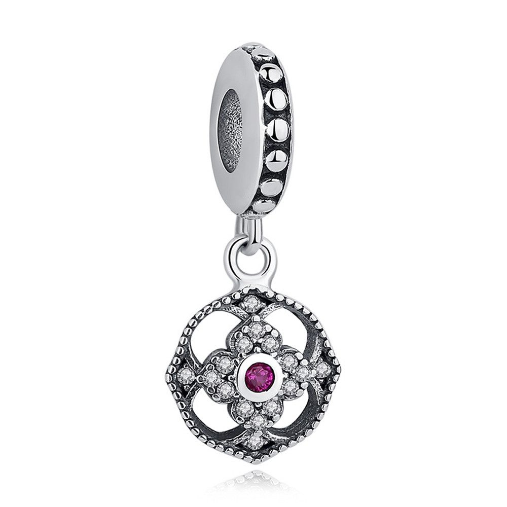 PANDACHARMS Bead Rotes Blumenornament Anhänger für Charm Armband, 925 Silbe günstig online kaufen