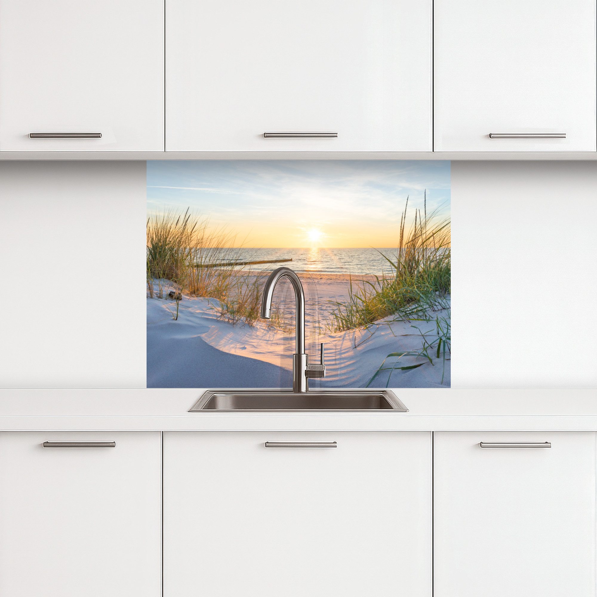 KitchenYeah Küchenrückwand selbstklebend Strand - Sonne - Düne - Gras - San günstig online kaufen
