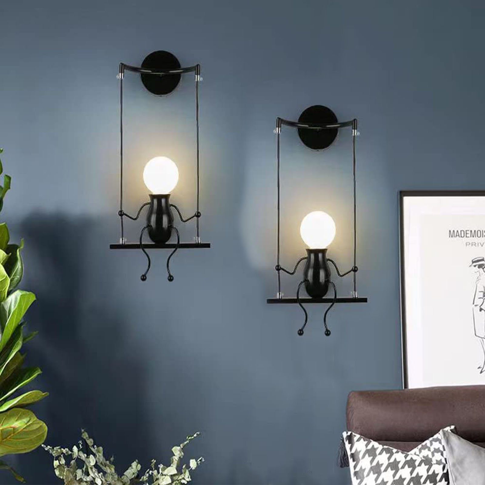 Lampe 2 Metall Stück Wandlampe, Cartoon oyajia Wandleuchte E27 Schwingen