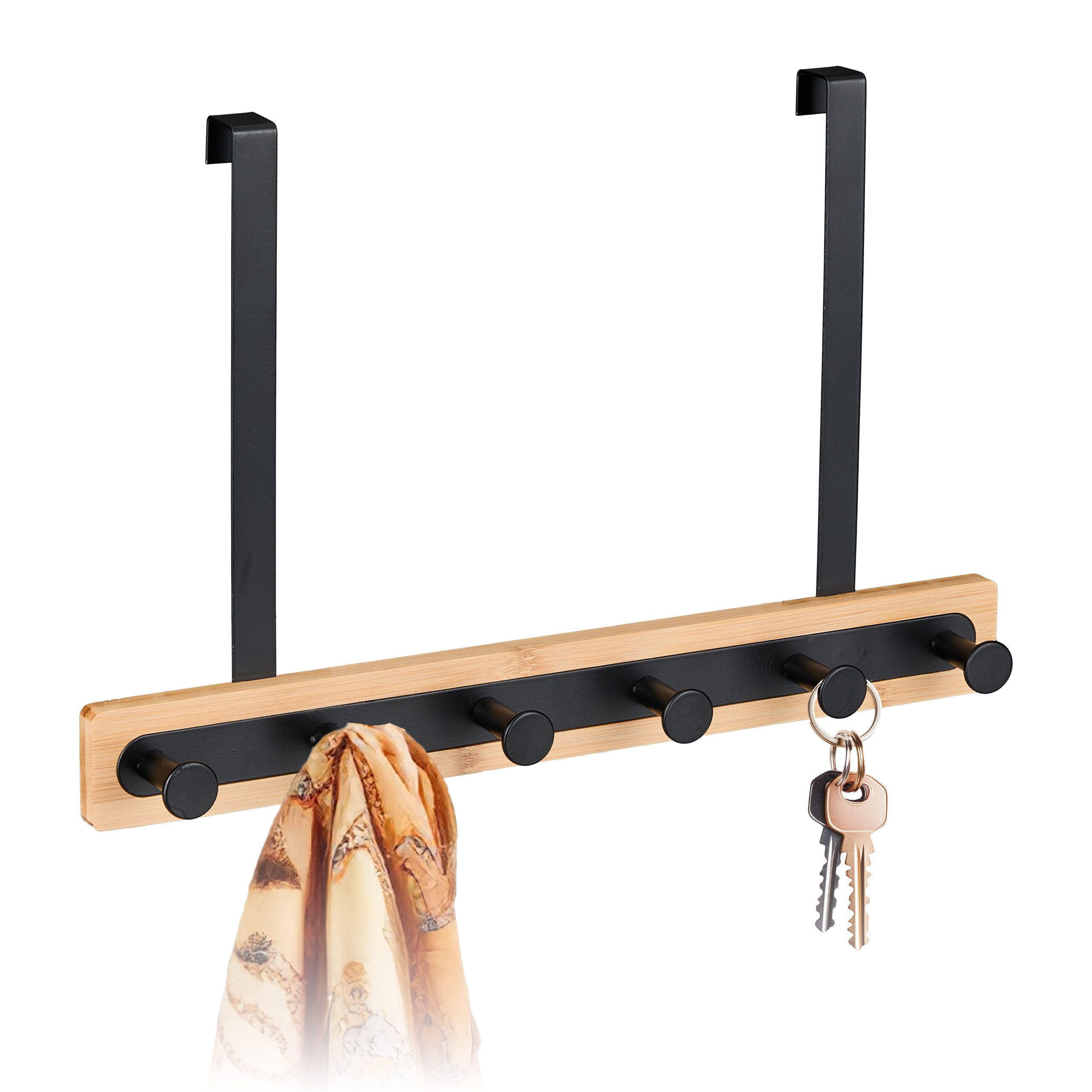 relaxdays Türgarderobe mit 6 Hake, Türen, schwarz günstig online kaufen