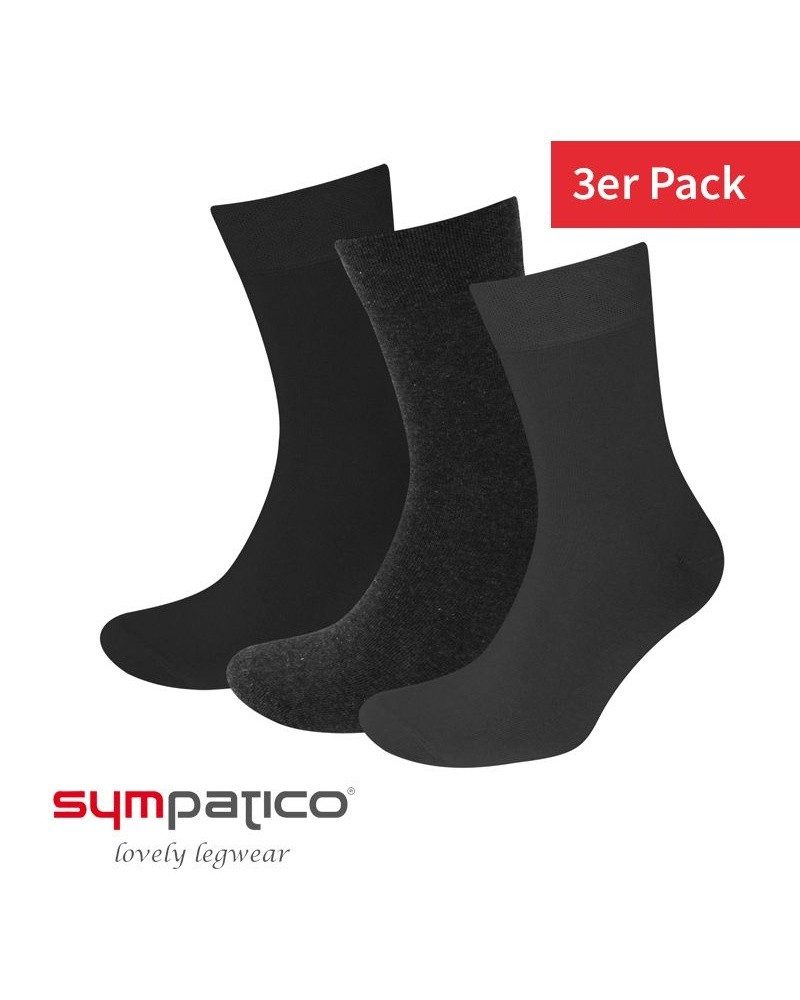 Sympatico Носки Tagessocke Basic Line (Baumwolle) anthrazitgrau/schwarz - 3 Paar