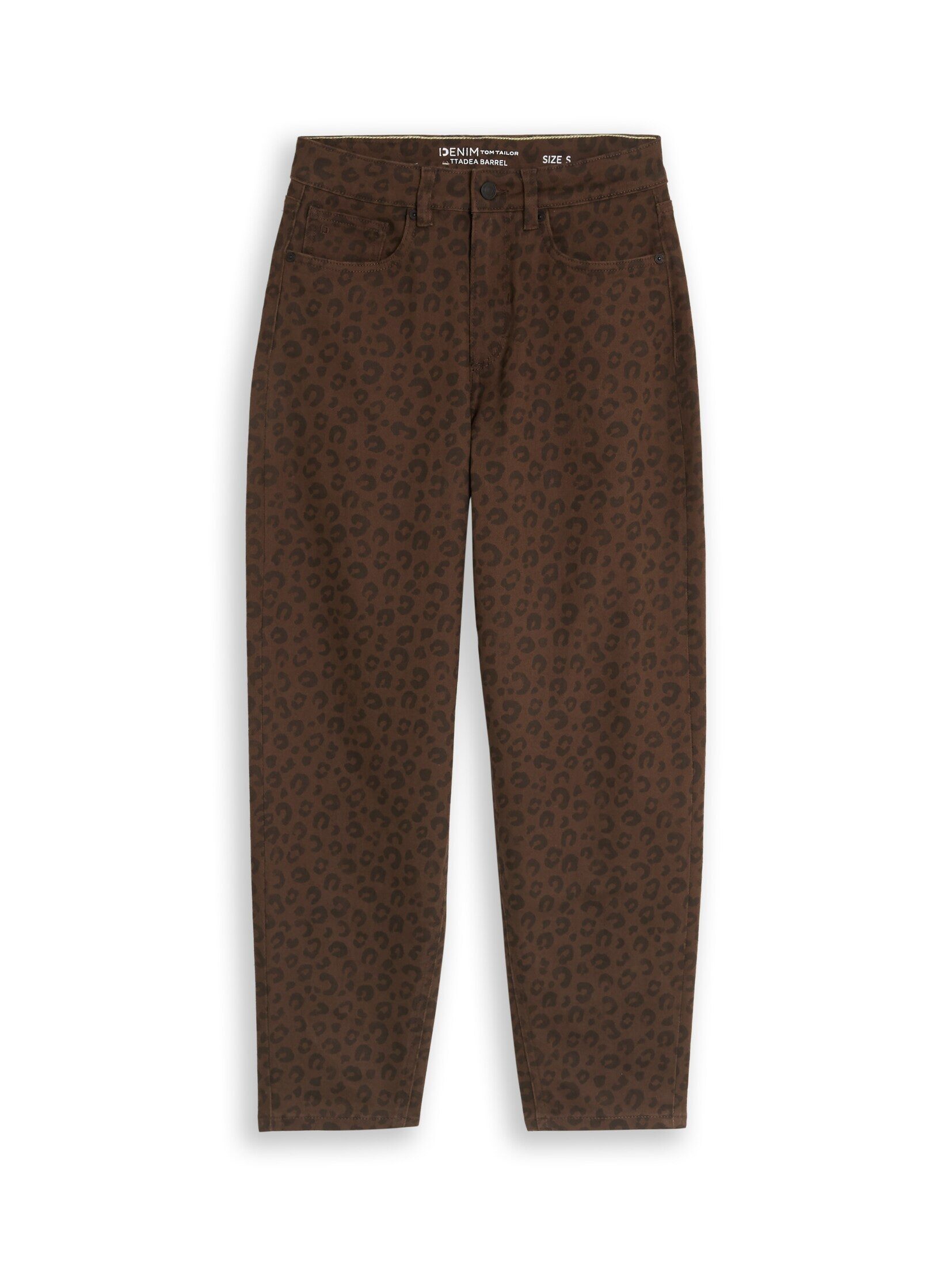 TOM TAILOR Denim Weite Jeans Jeanshosen TTADEA BARREL Jeans mit Leo-Print