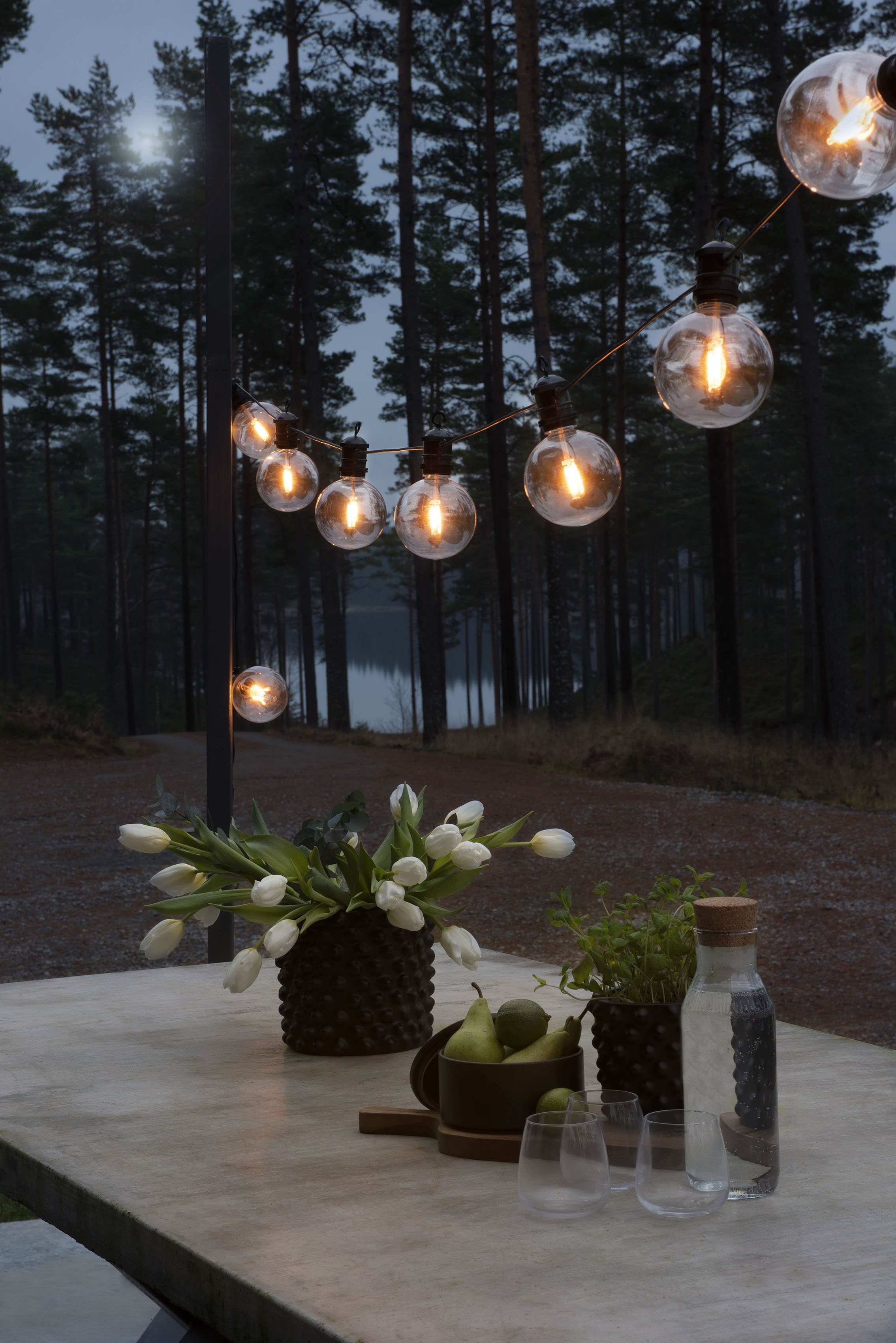 KONSTSMIDE LED-Lichterkette, 10-flammig, LED globe Biergartenkette System Basis-Set, retro Design
