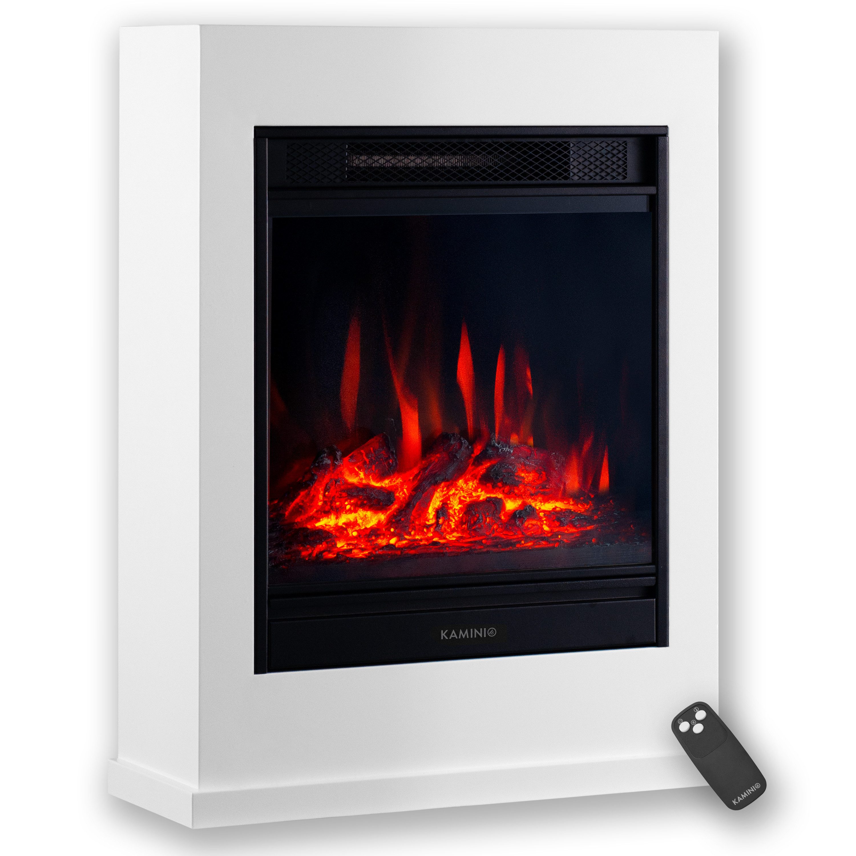 KAMINIO Elektrokamin KALLE, Elektrischer Kamin mit 3D-Flammeneffekt, Heizung 1800W