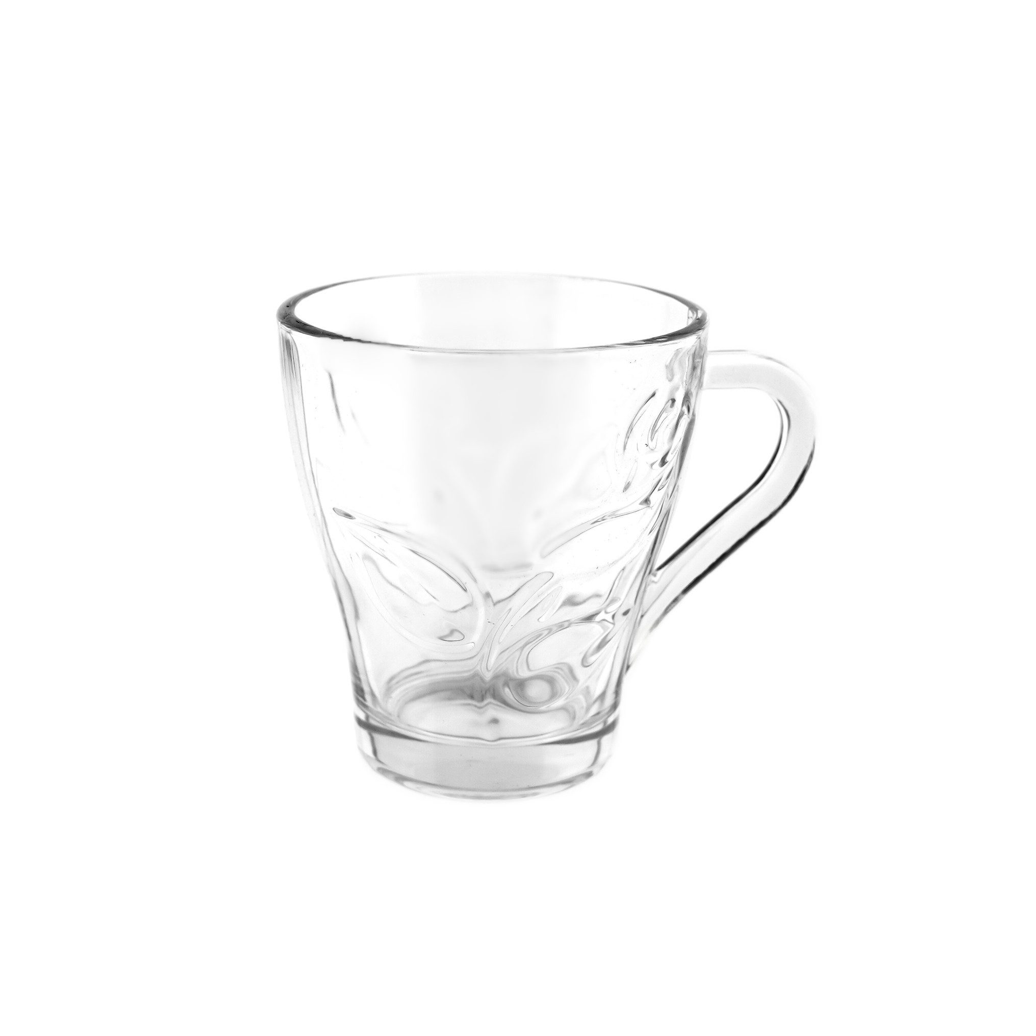 Almina Gläser-Set 6-teilig mit Henkel - 240 ml, Blumen-Design, 6-tlg., Borosilikatglas, transparent, robust
