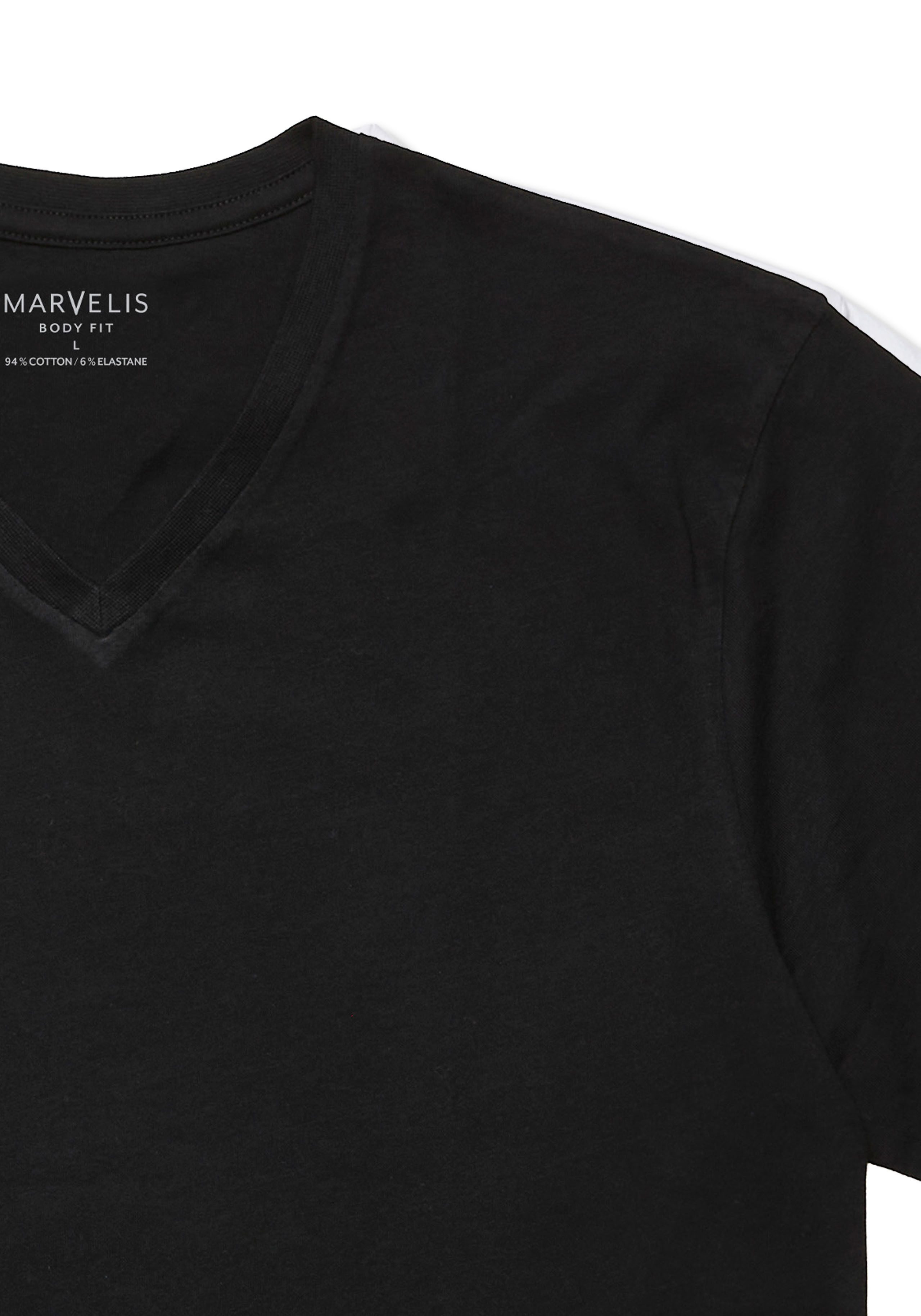 MARVELIS V-Shirt (2-tlg) body fit, Doppelpack