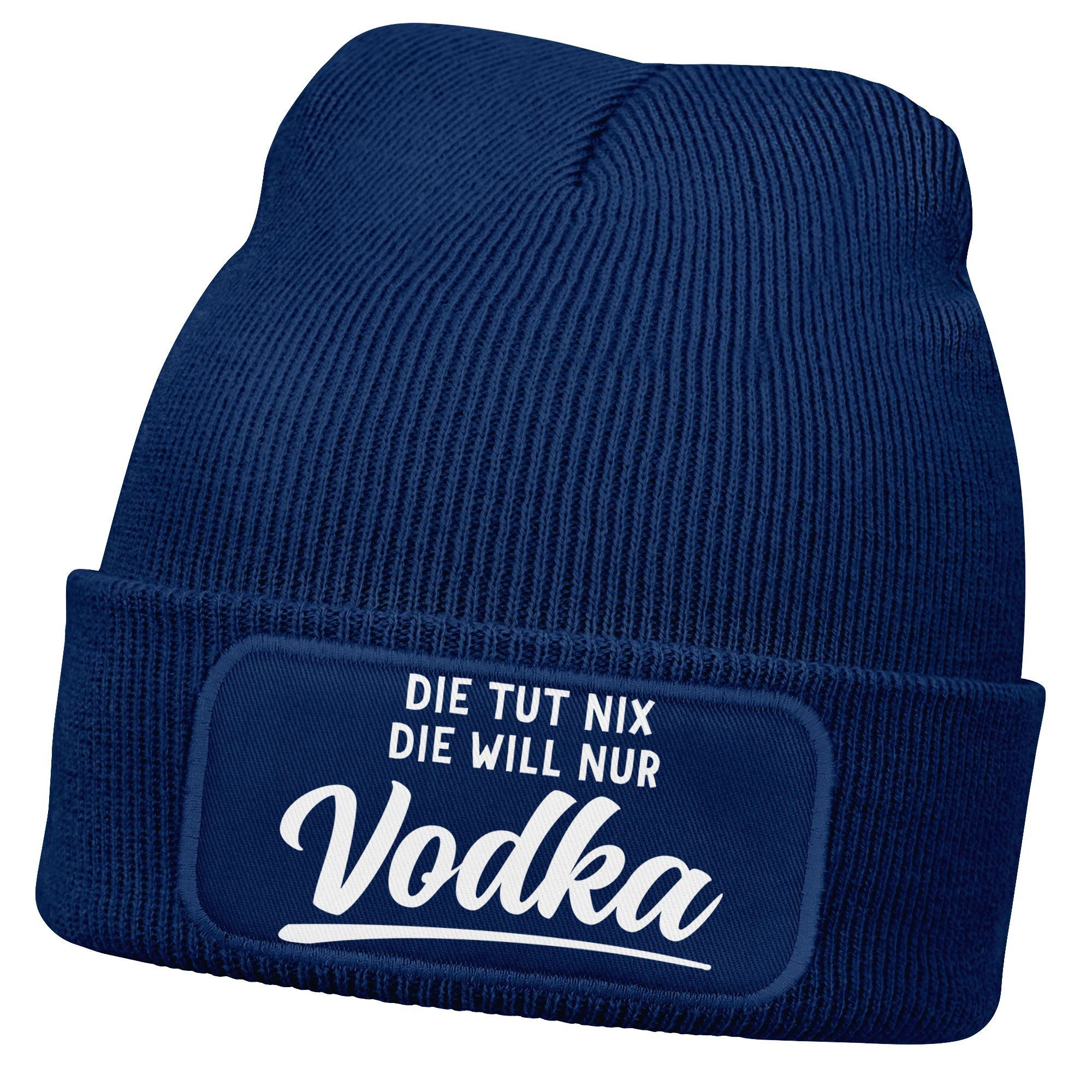 Strickmütze Damen Beanie mit Patch Strickmütze mit Spruch Lieblingsgetränk Party