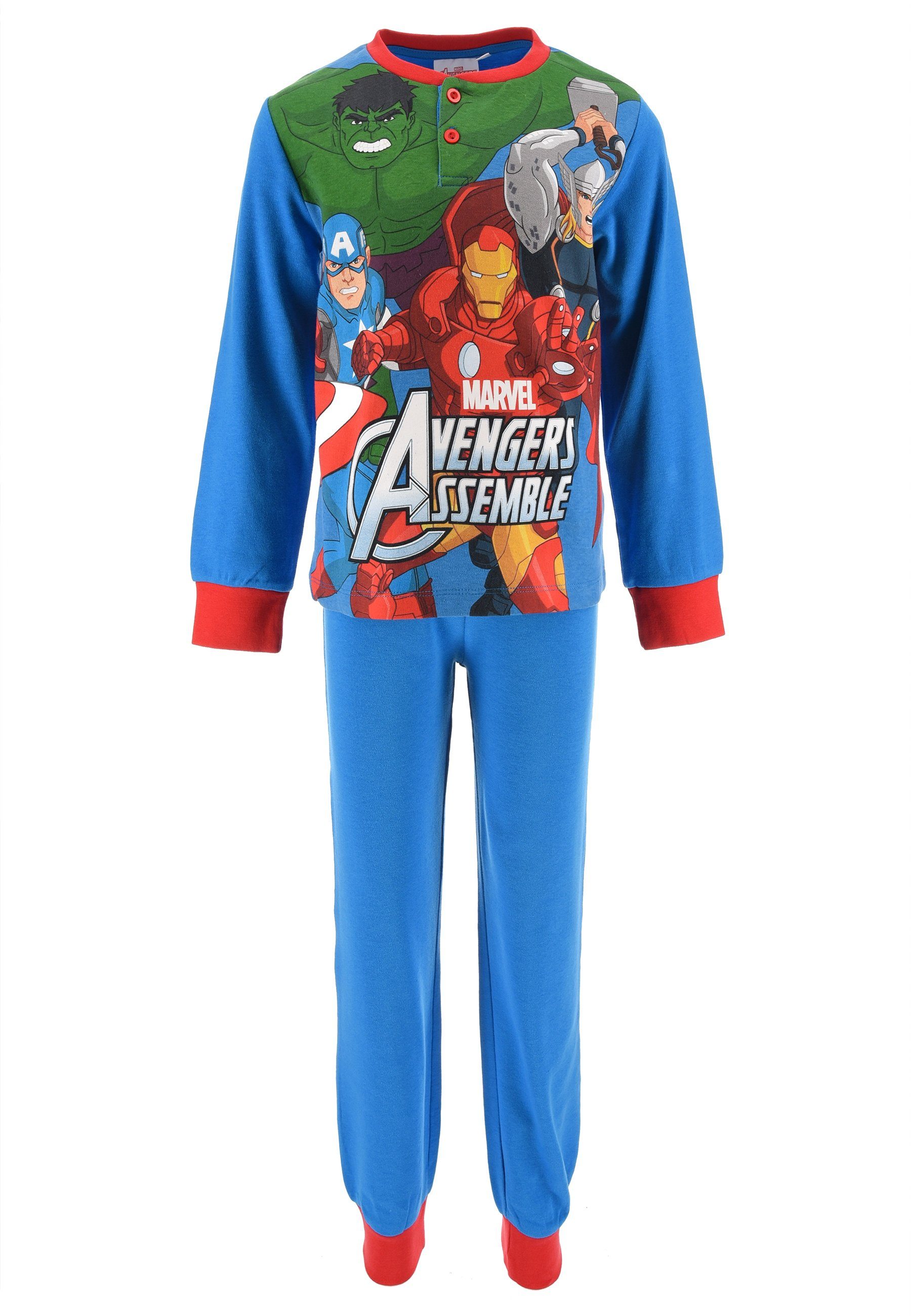 The AVENGERS Schlafanzug Captain Hulk America Man (2 tlg) Nachtwäsche Kinder langarm Iron Pyjama Jungen