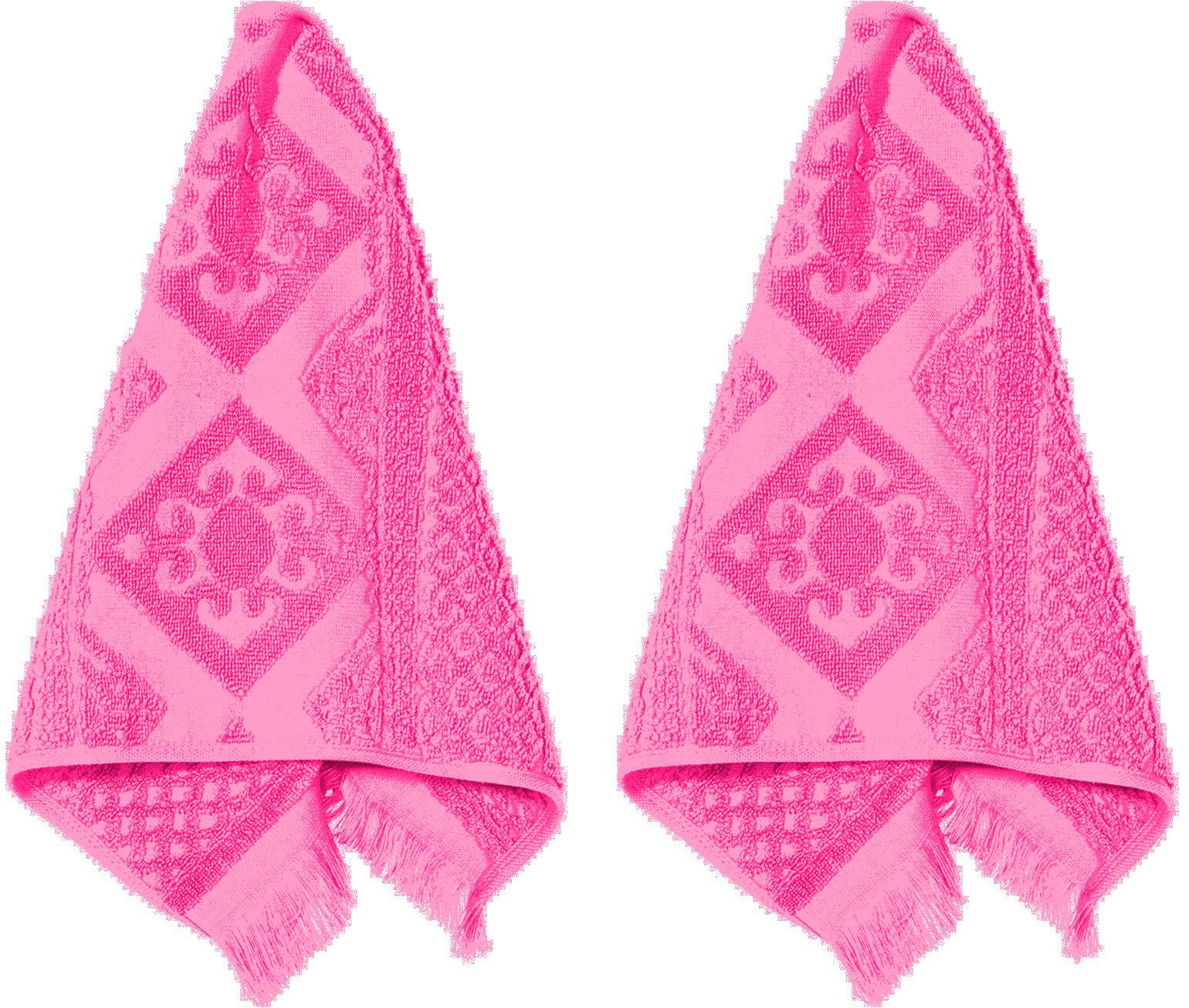 PAD Gästehandtuch HARLEM, 30x50 cm, Frottee (Set, 2-St), Made in Europe, Ton in Ton gestreift, mit Ornamenten, mit Fransen