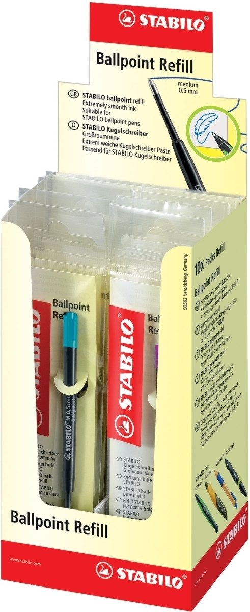 STABILO Kugelschreiber Kugelschreibermine Ballpoint Refill 0,5 mm türkis und lila (je 5 Stück