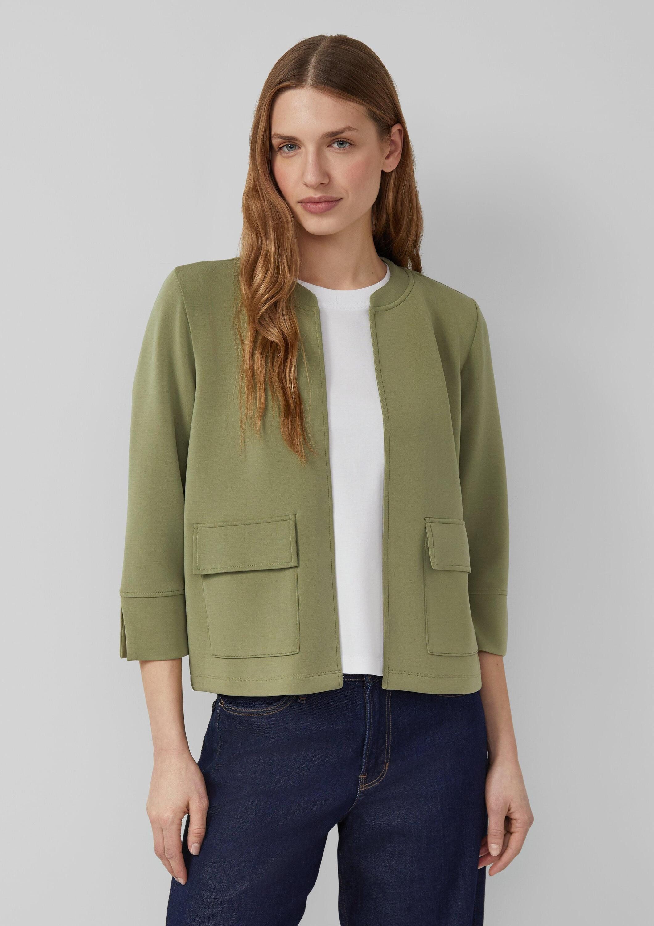 s.Oliver Sweatjacke Sweatshirt Jacke Scuba-Jacke im Relaxed Fit mit 3/4-Arm