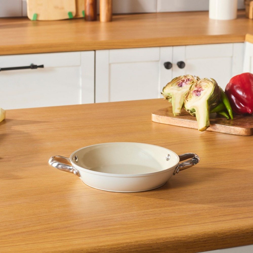 Servierpfanne Karaca Swiss Crystal Almond Cream Handle Flache Pfanne 20 cm