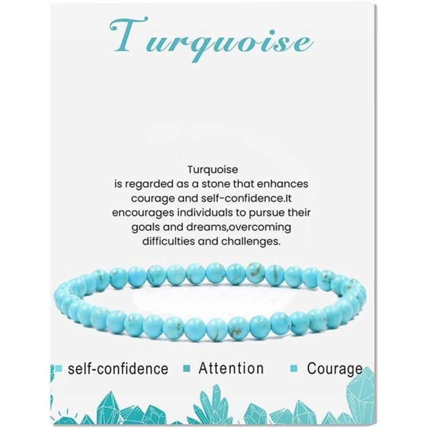 Perlenarmband Armband Naturstein Perlenarmband 4mm Damen Geschenk Türkis