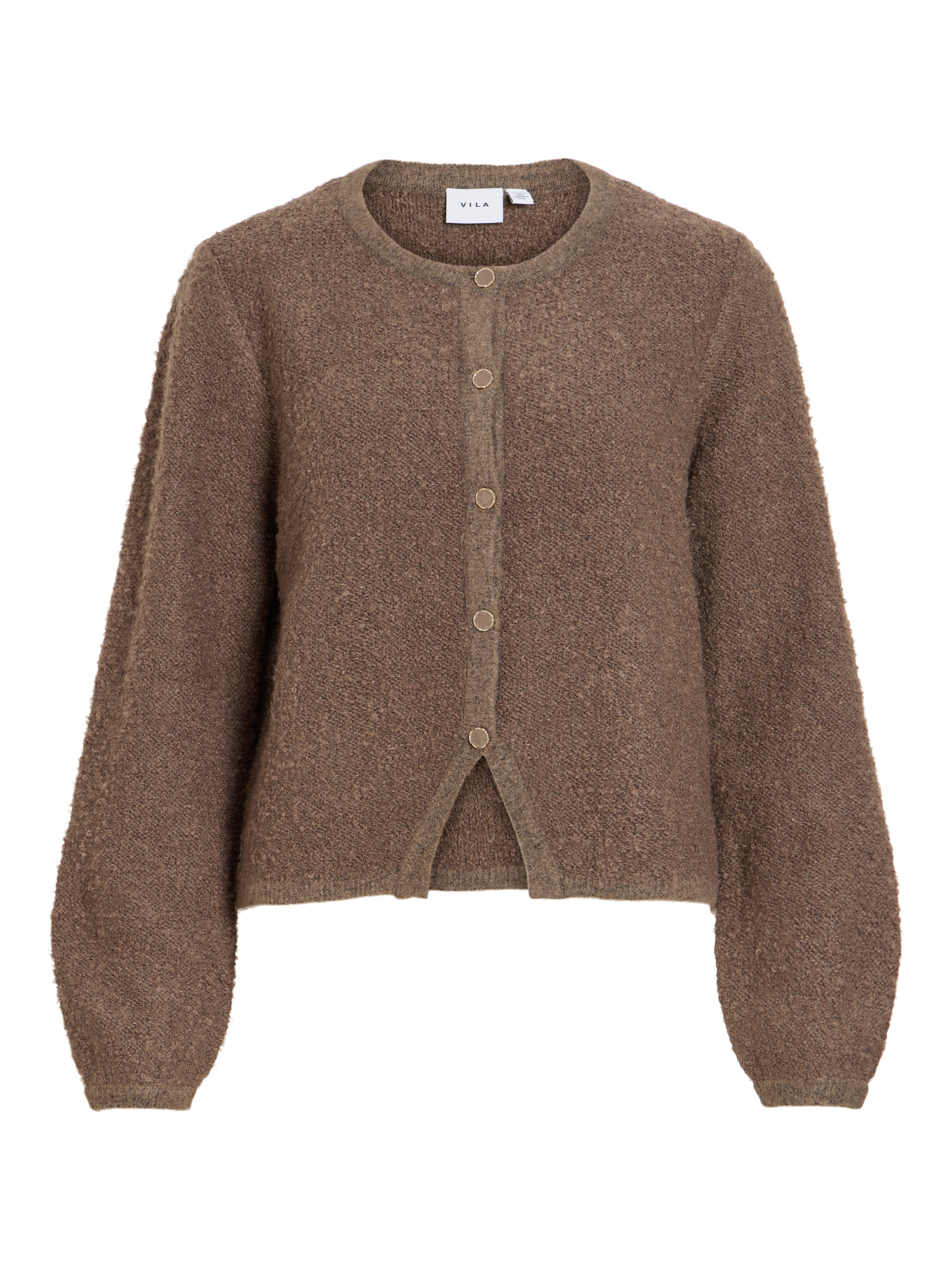 Vila Strickjacke VIPIGGA O-NECK L/S KNIT JACKET NOOS Materialmix – Bild 5 von 5