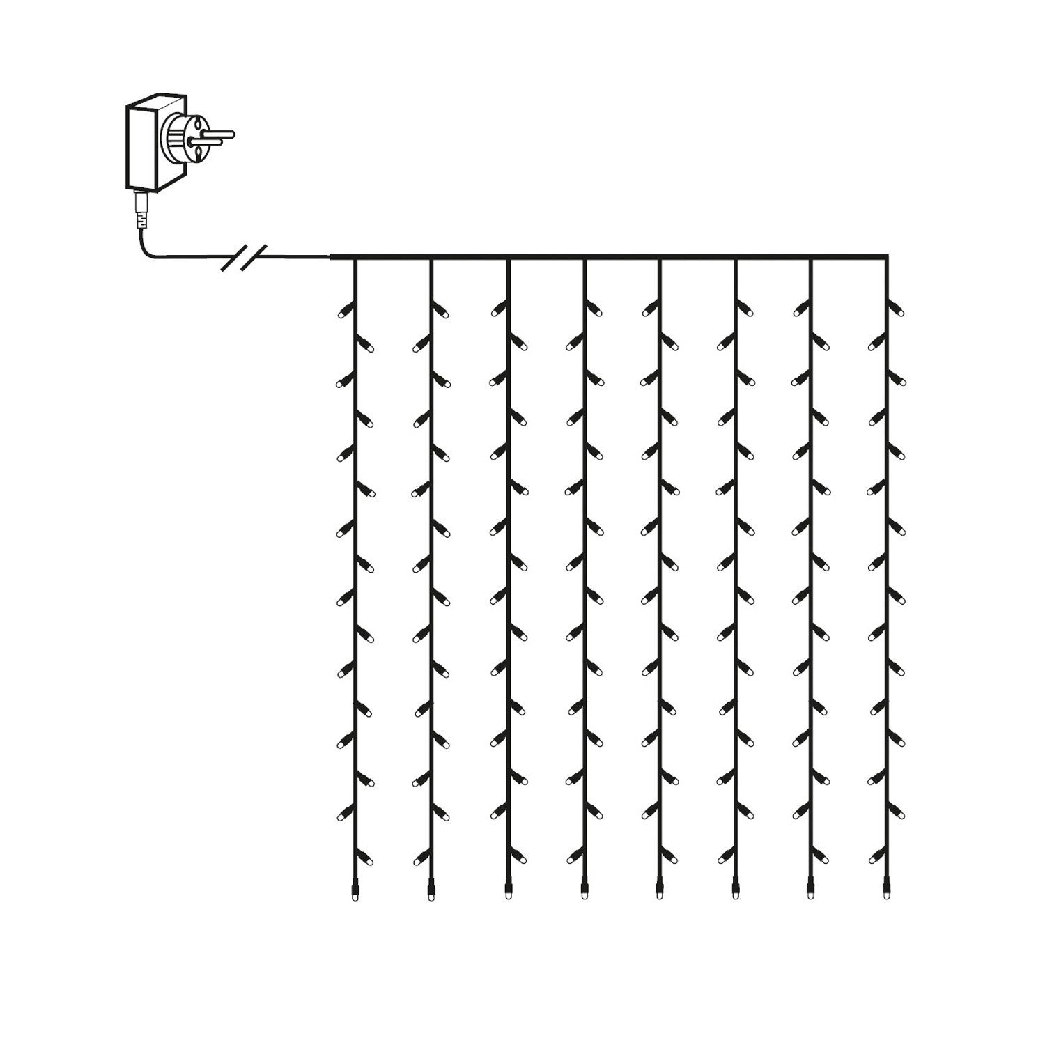 STAR TRADING LED-Lichtervorhang LED Lichtvorhang 80 bernstein LED 1,3x1,3m für Außen Weihnachten, 80-flammig