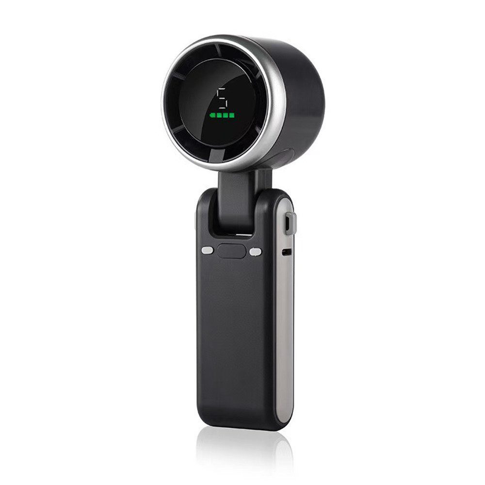 nsihing Handventilator Akku Tragbar, Turbo Mini Ventilator mit 5 Windstufen, USB-C, Wiederaufladbar & Trageschlaufe, 3-in-1 Hand-, Hals- & Tischventilator