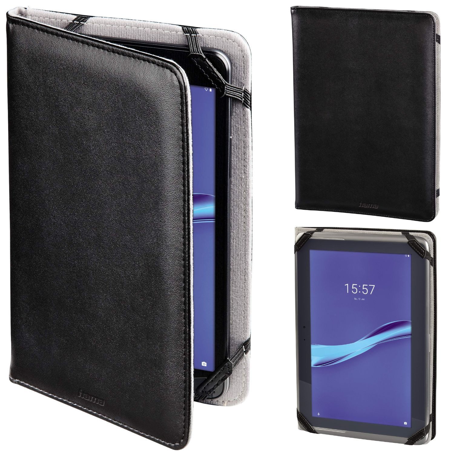 Hama Tablet-Hülle Schutz-Hülle Piscine Uni Cover Tasche Schwarz, Smart Case Ständer für iPad Tablet PC Tab 9,5" 9,7 10" 10,2" 10,5" 11"
