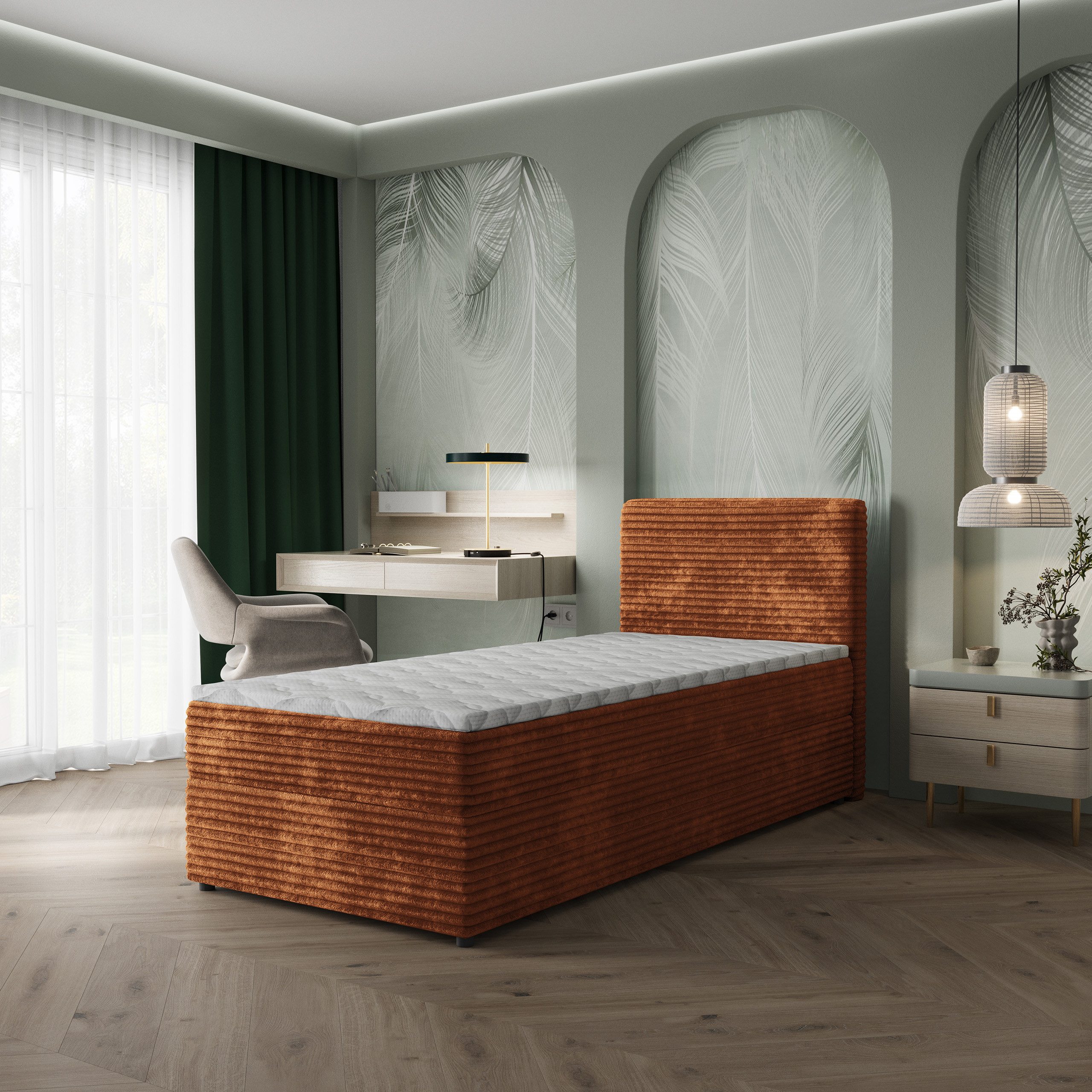 Masseno Boxbett PISA 90x200 cm mit Bonell Matratze und Topper