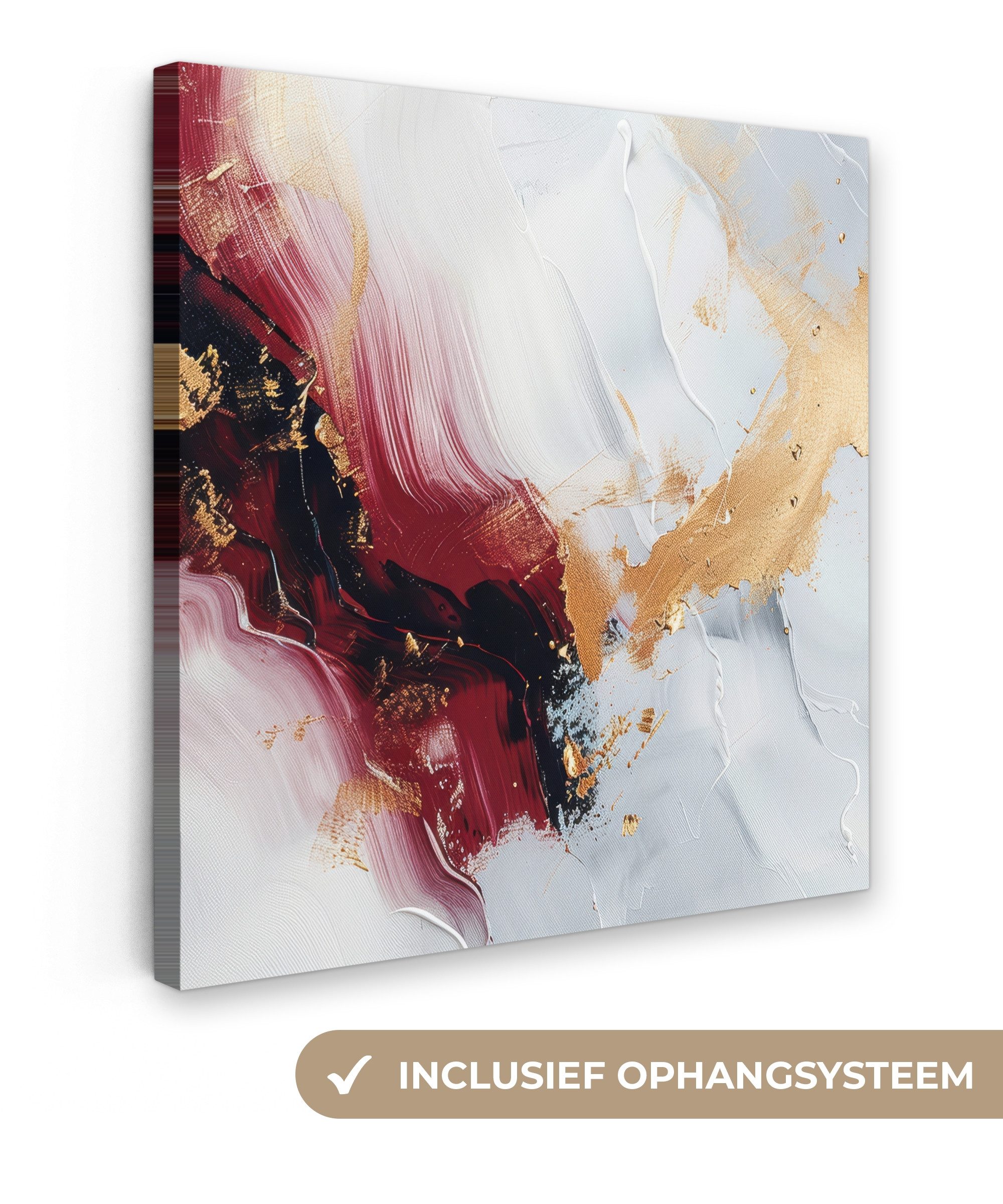 OneMillionCanvasses® Leinwandbild Rot - Abstrakt - Gold - Modern, Fotodruck (1 St), Wandbild, Deko Schlafzimmer Wohnzimmer Flur 20x20 cm