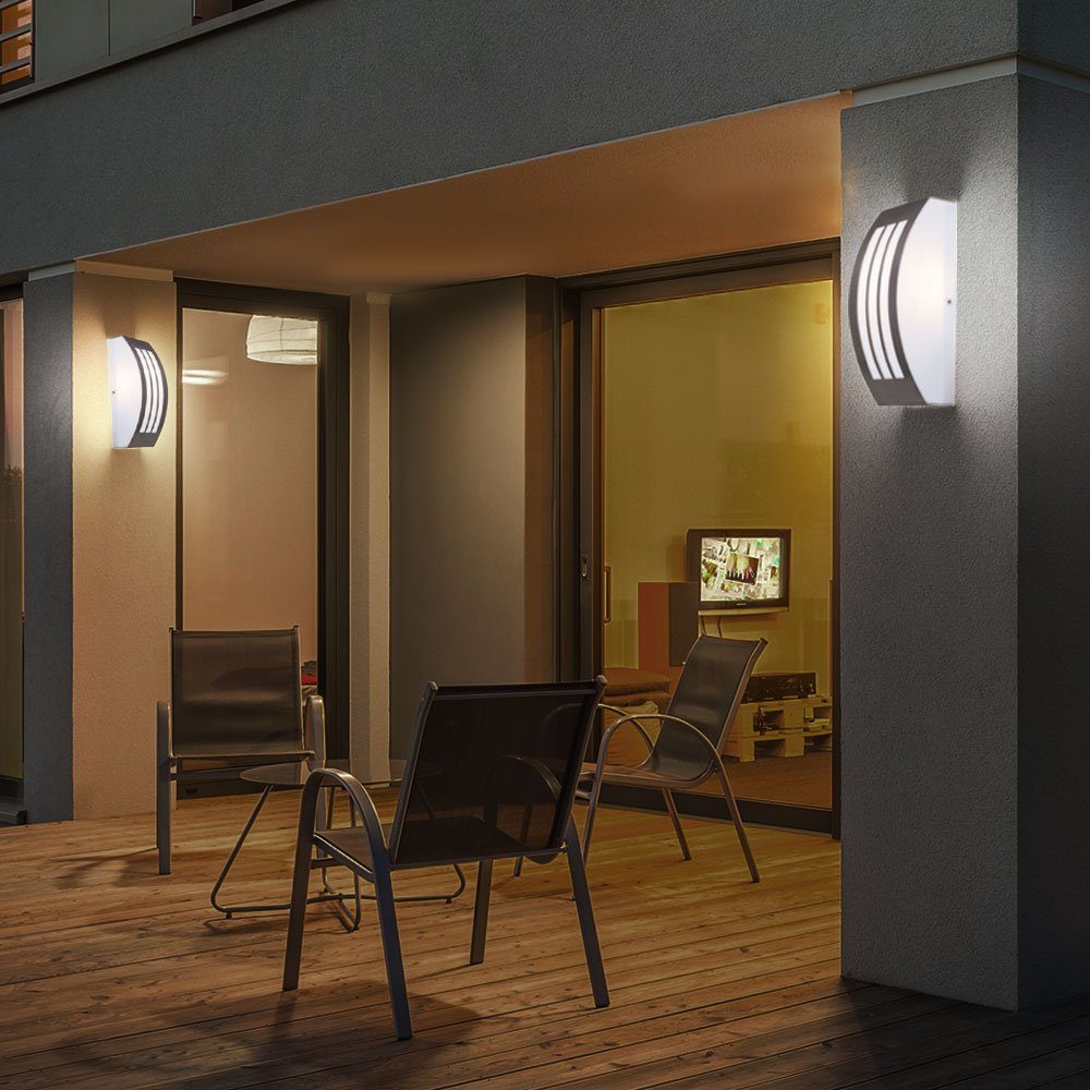 Beleuchtung Leuchten Lampen 2x Design inklusive, etc-shop Leuchtmittel Eingangs Außen-Wandleuchte, Wand im Haus Warmweiß, Edelstahl