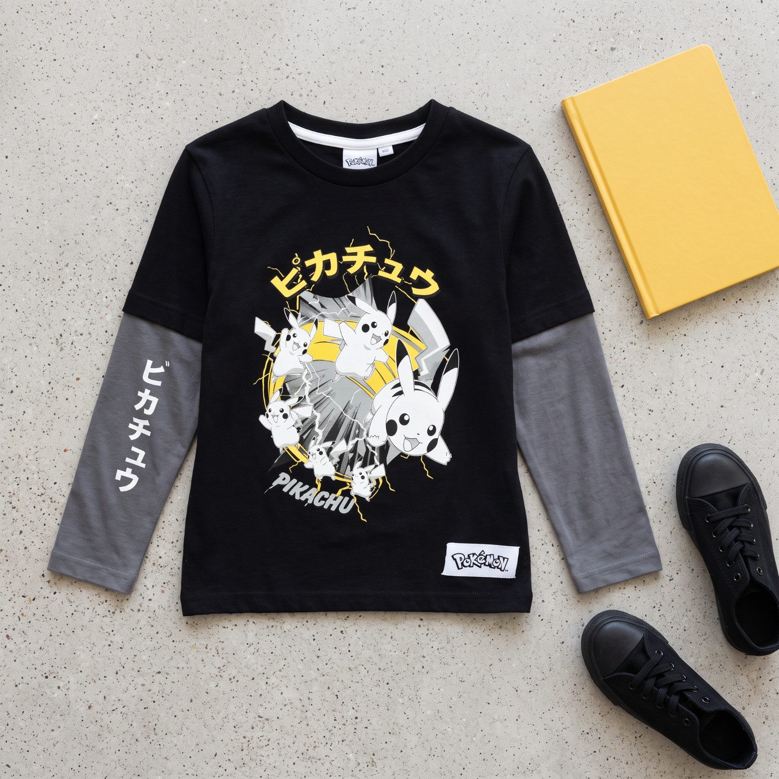 POKÉMON Langarmshirt Pokemon Pikachu Glumanda Kinder langarm T-Shirt Shirt Gr. 104 - 140 100% Baumwolle – Bild 4 von 5